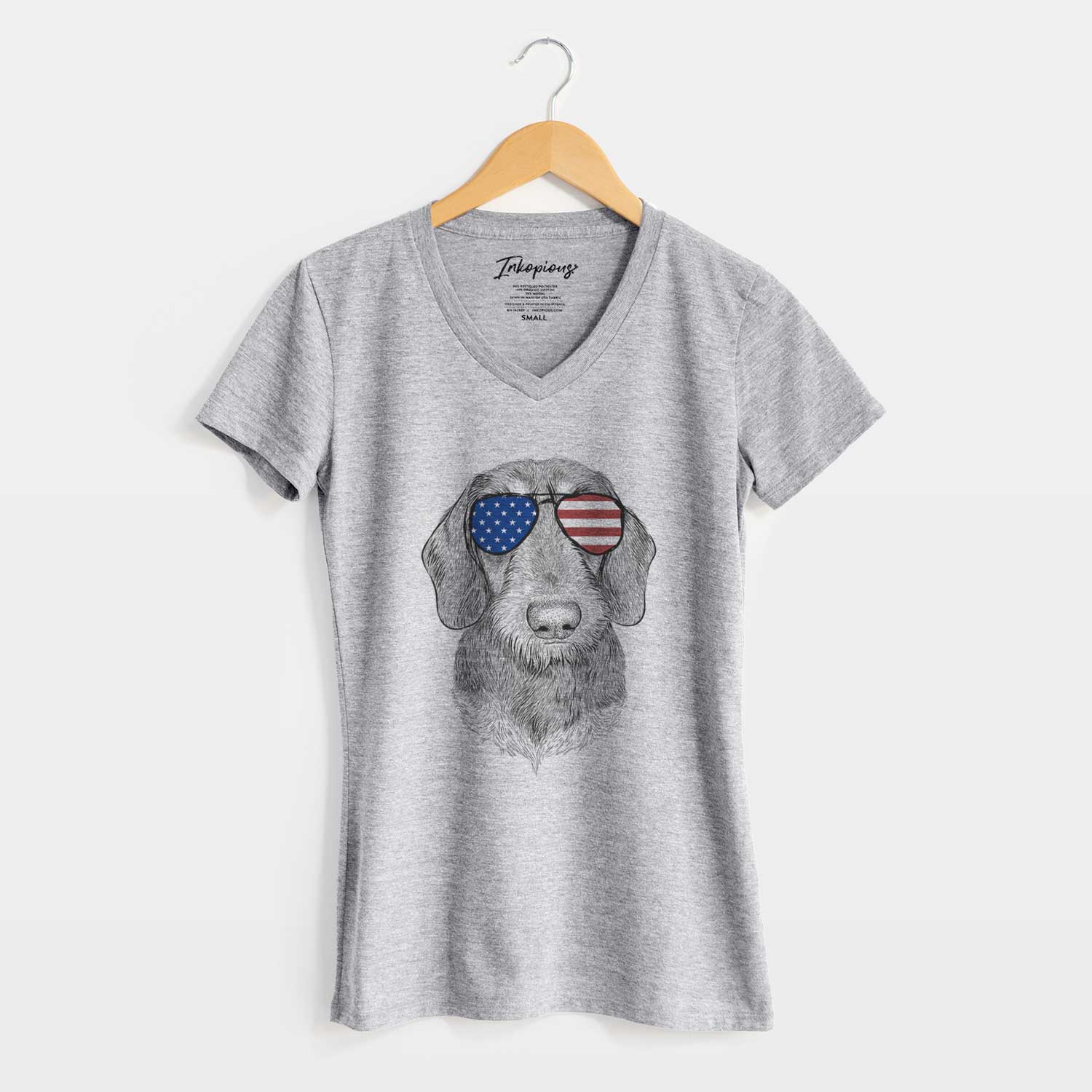 USA Truman the Wirehaired Dachshund - Women's Perfect V-neck Shirt