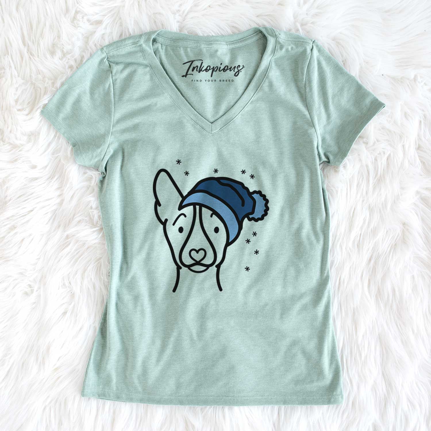 Frosty Basenji - Women's V-neck Shirt