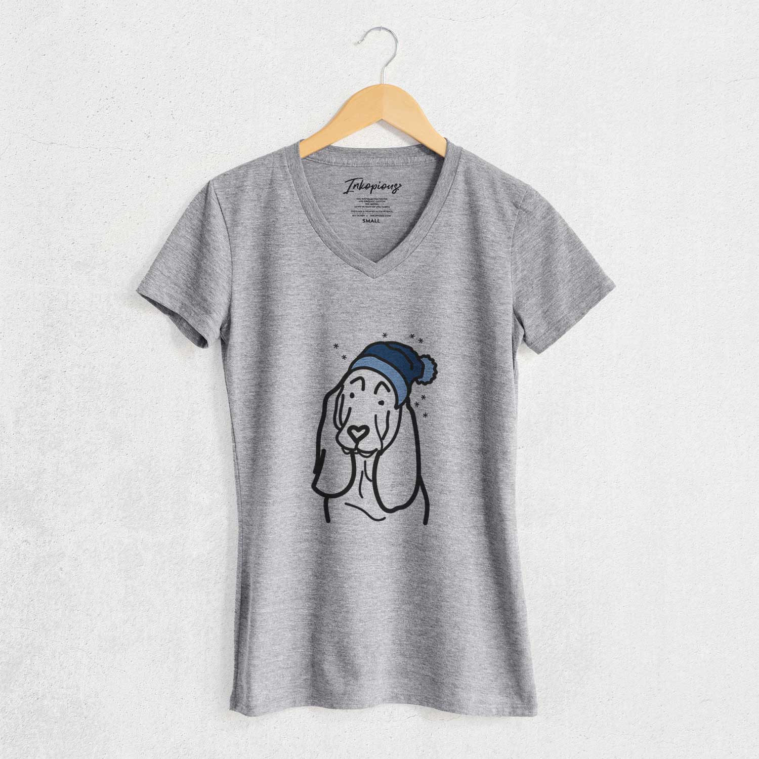 Frosty Basset Hound - Women's V-neck Shirt