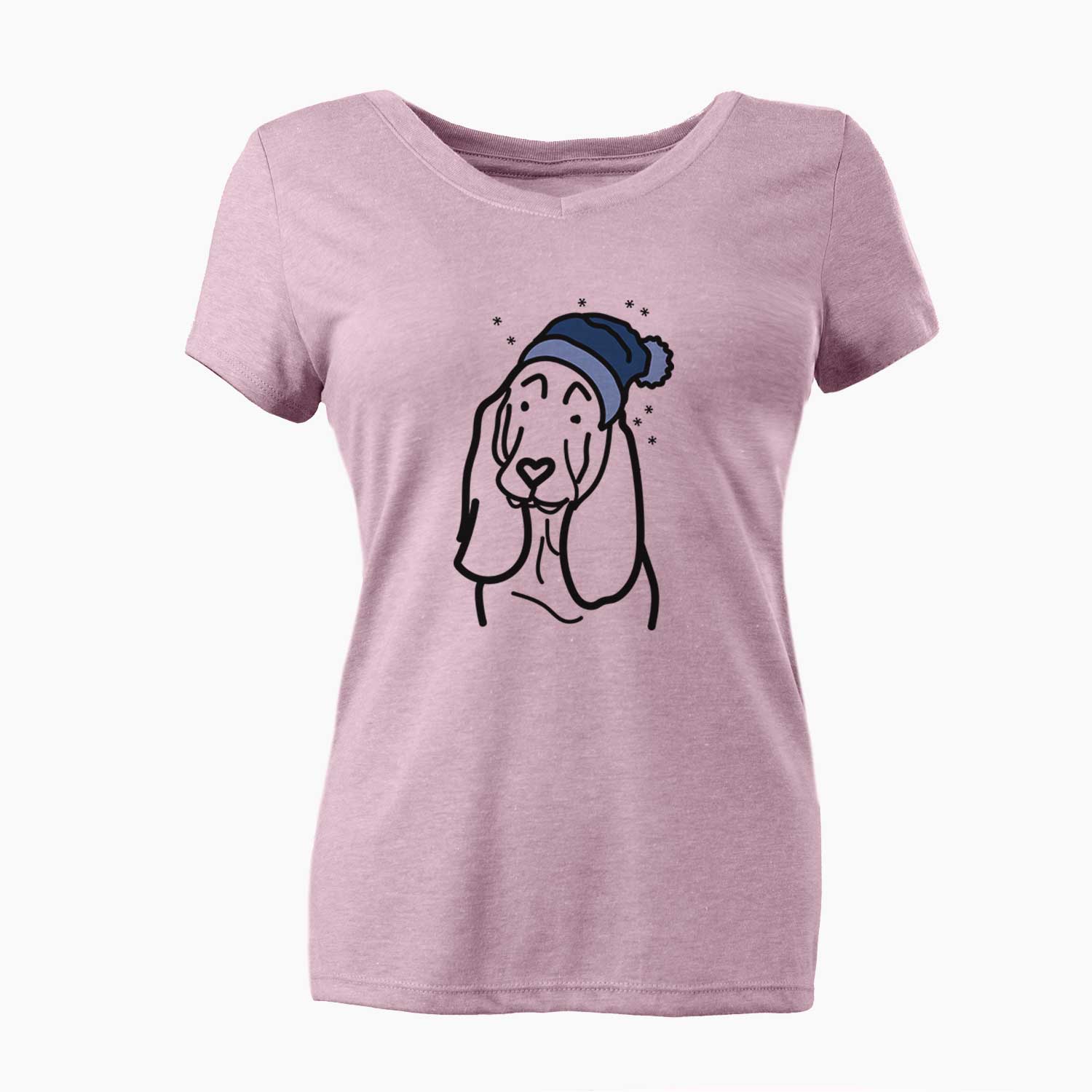 Frosty Basset Hound - Women's V-neck Shirt