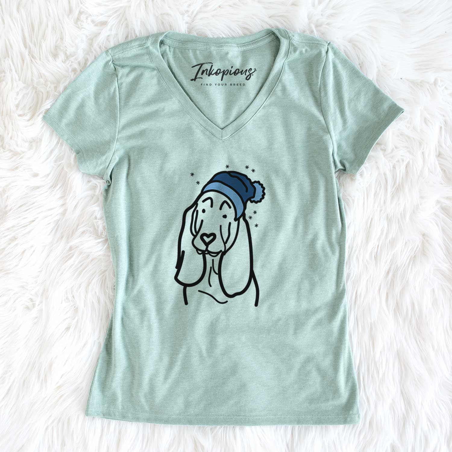 Frosty Basset Hound - Women's V-neck Shirt