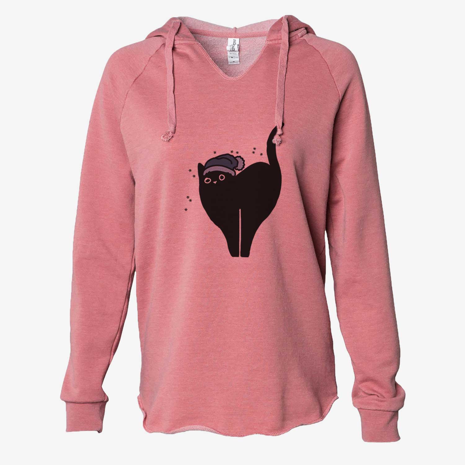 Frosty Black Cat - Bella - Cali Wave Hooded Sweatshirt
