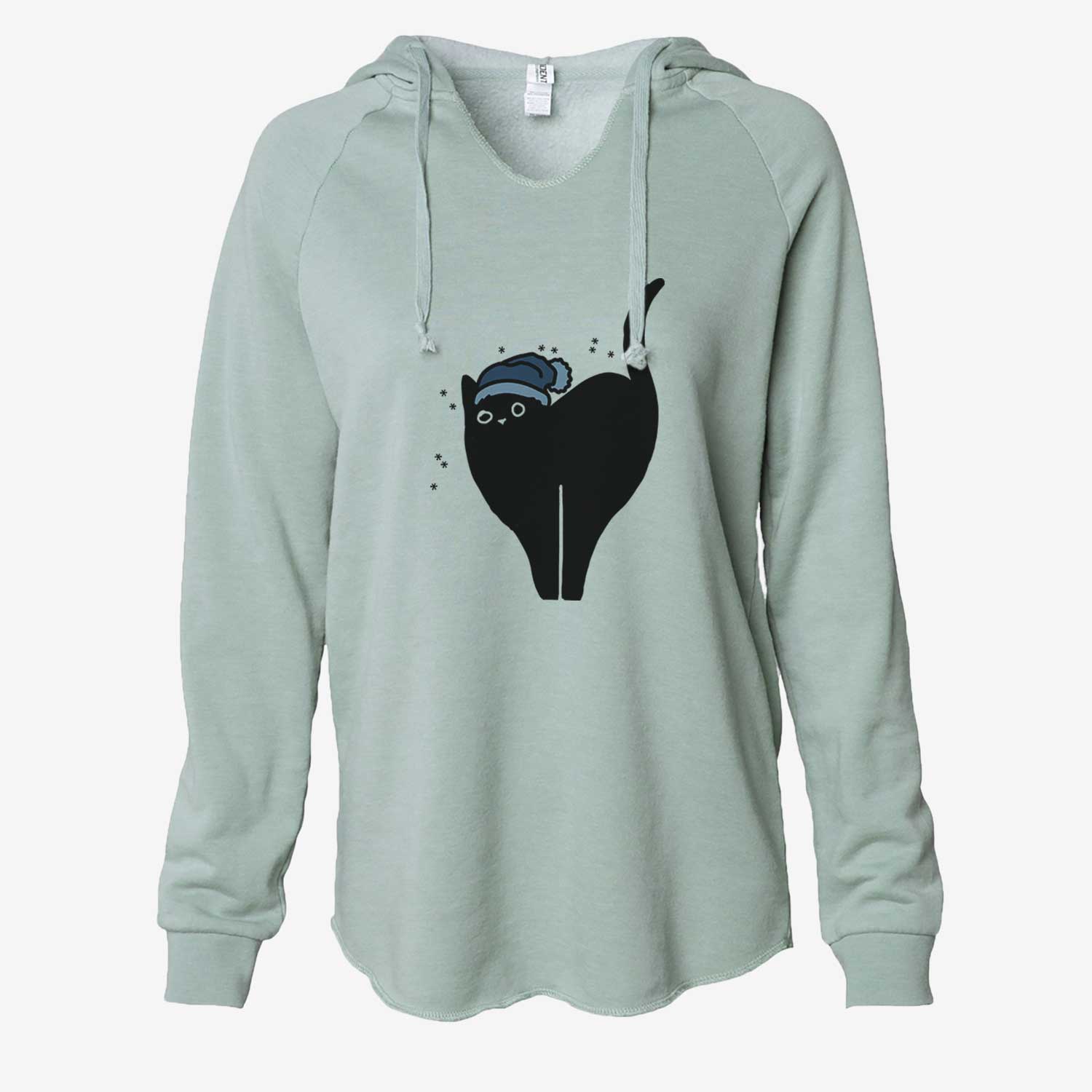 Frosty Black Cat - Bella - Cali Wave Hooded Sweatshirt