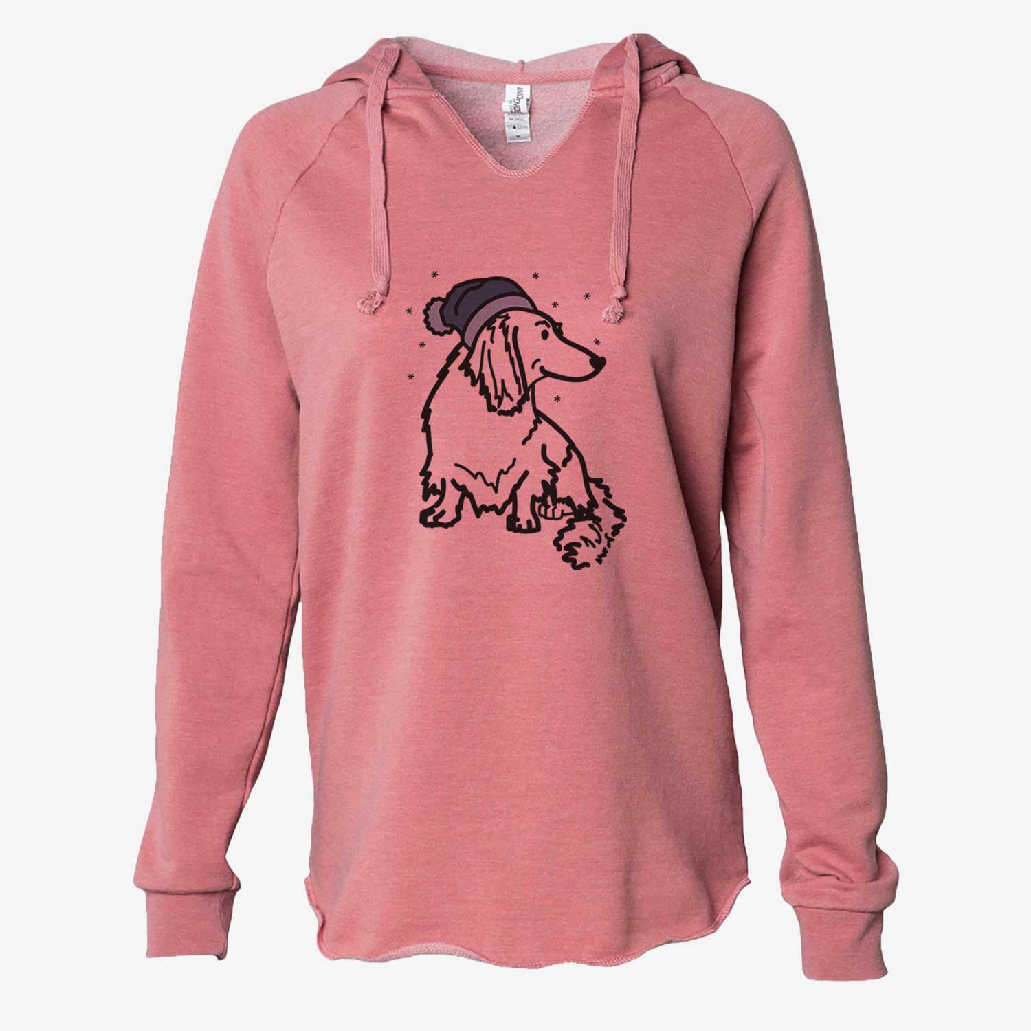 Frosty Dachshund - Bella - Cali Wave Hooded Sweatshirt