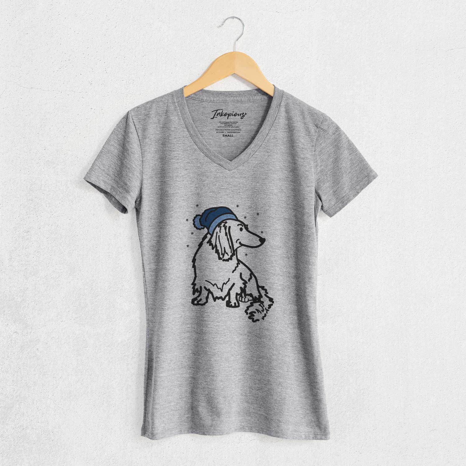 Frosty Dachshund - Bella - Women's V-neck Shirt