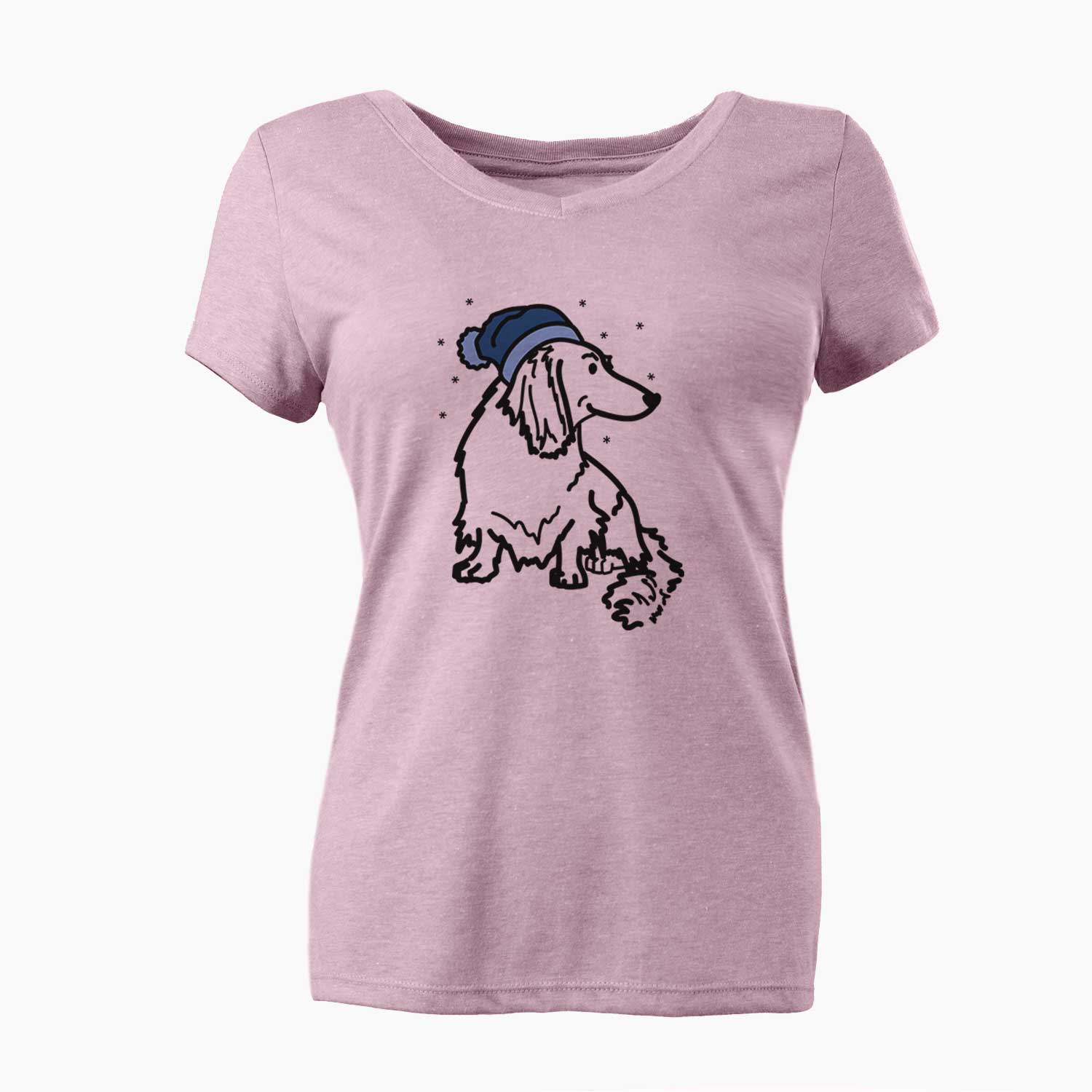 Frosty Dachshund - Bella - Women's V-neck Shirt