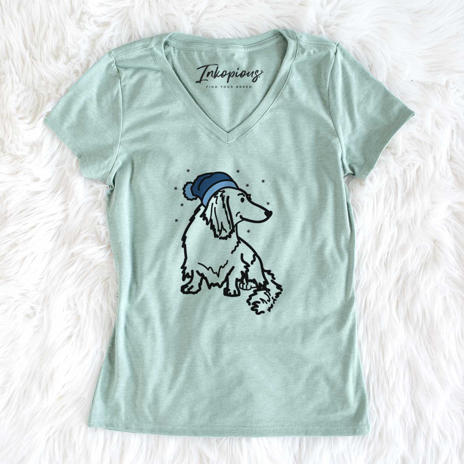 Frosty Dachshund - Bella - Women's V-neck Shirt