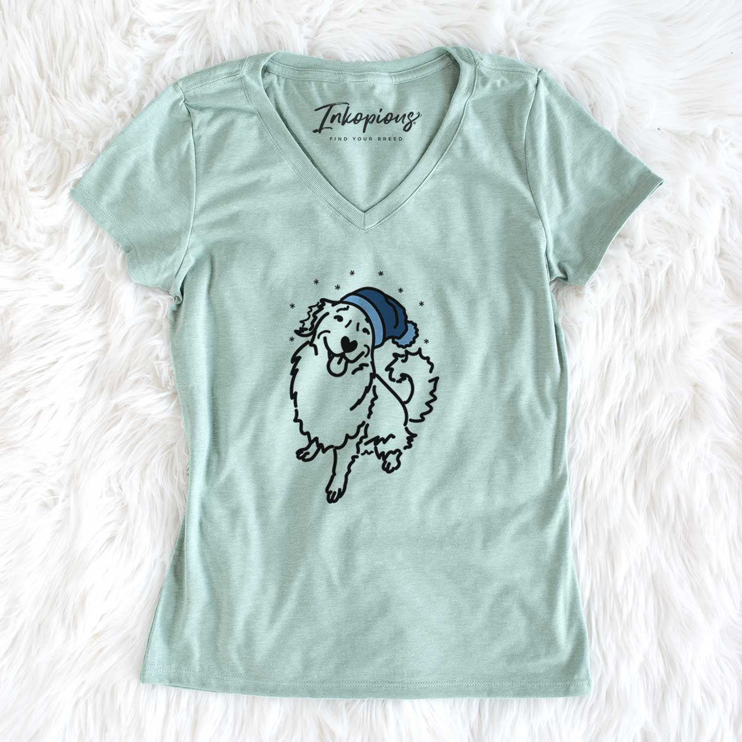 Frosty Golden Retriever - Brinkley - Women's V-neck Shirt