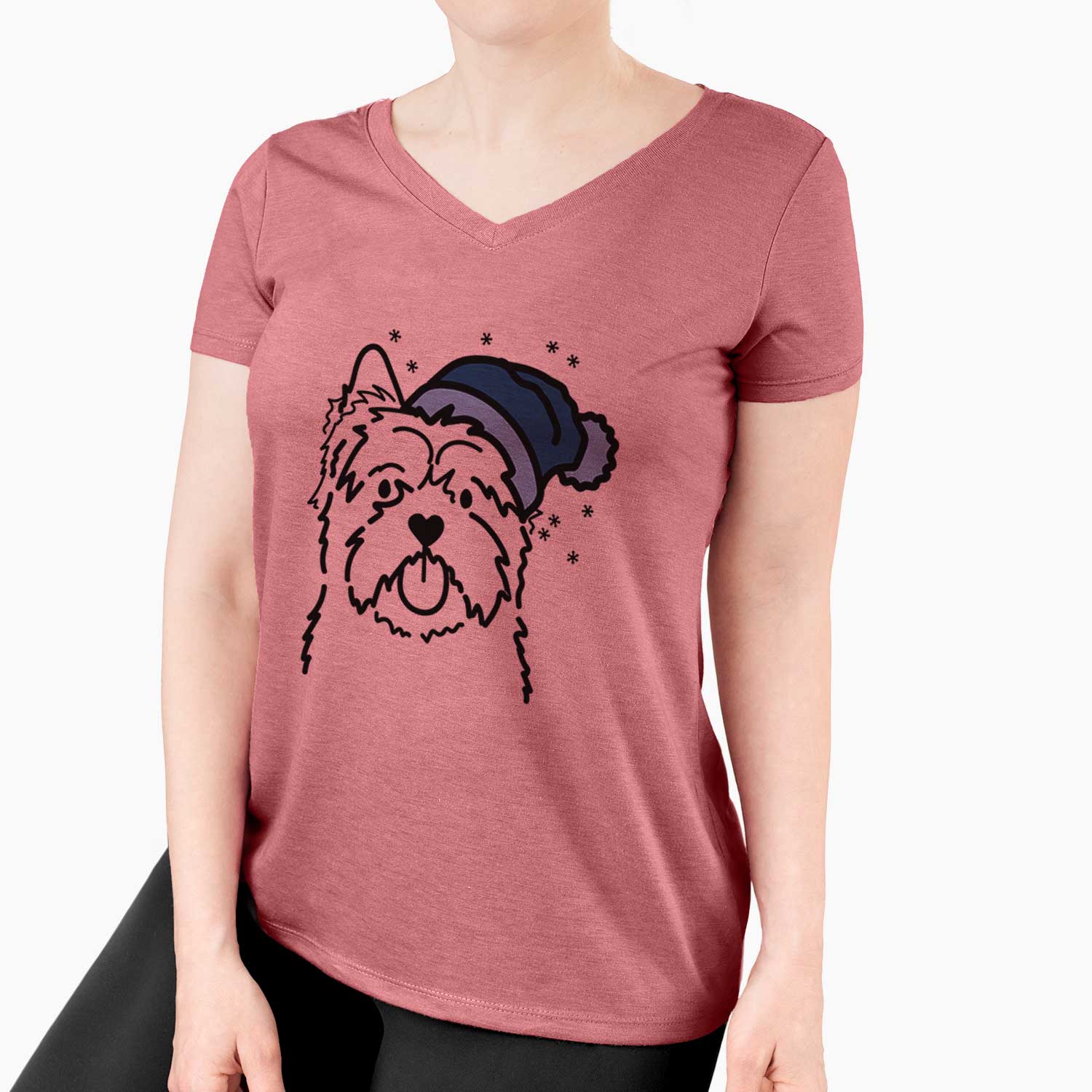 Frosty Cairn Terrier - Women's V-neck Shirt