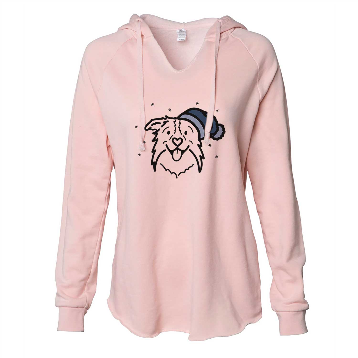 Frosty Border Collie - Cricket - Cali Wave Hooded Sweatshirt