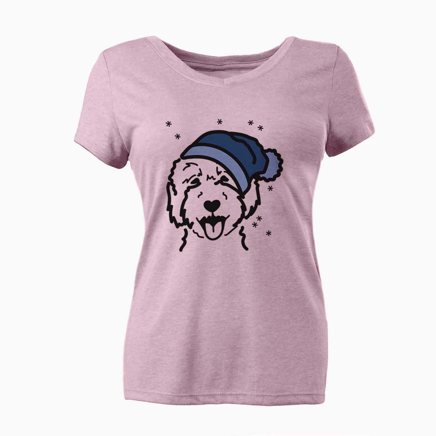 Frosty Goldendoodle 2 - Women's V-neck Shirt