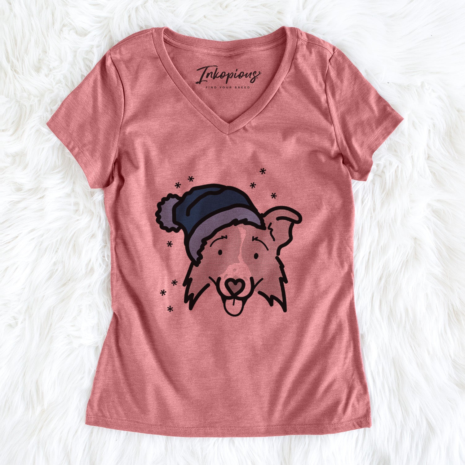 Frosty Border Collie 2.0 - Jam - Women's Perfect V-neck Shirt