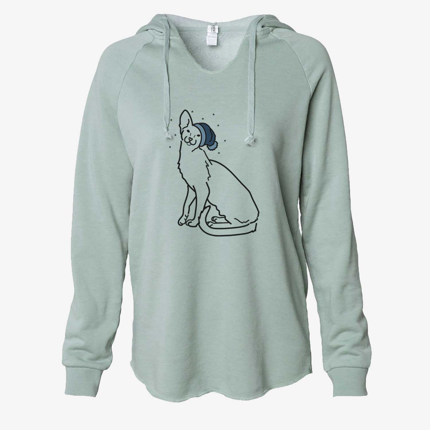 Frosty Oriental Shorthair Cat - Lyra - Cali Wave Hooded Sweatshirt