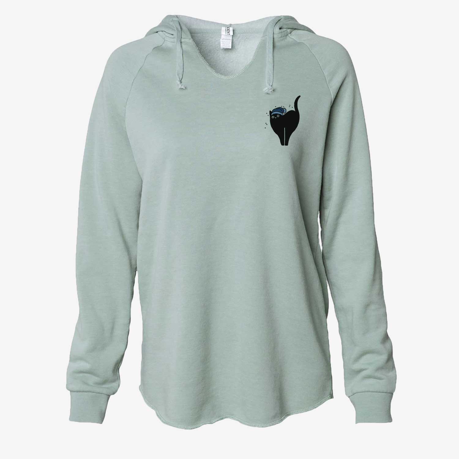 Frosty Black Cat - Bella - Cali Wave Hooded Sweatshirt