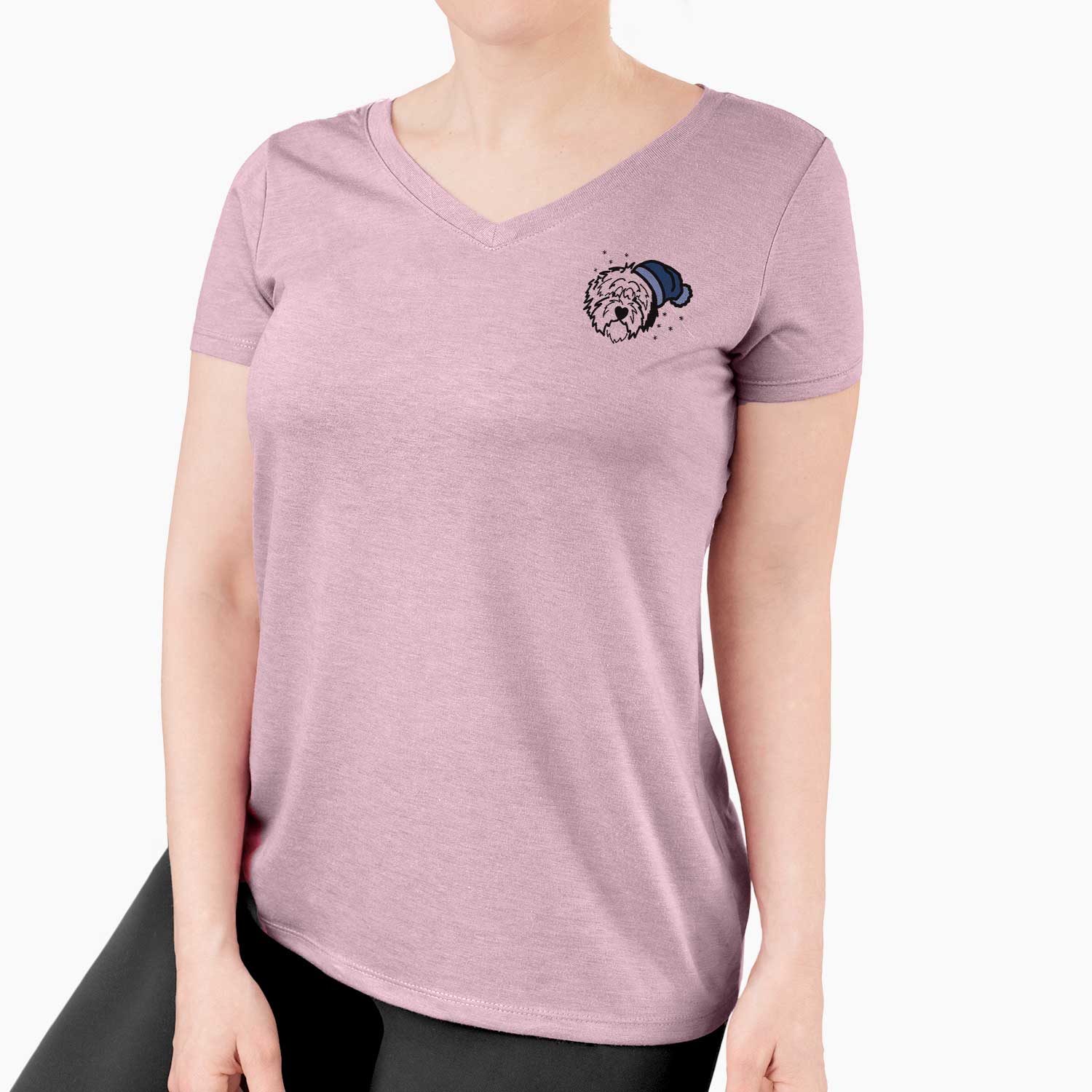 Frosty Old English Sheepdog - Penny - Women's V-neck Shirt