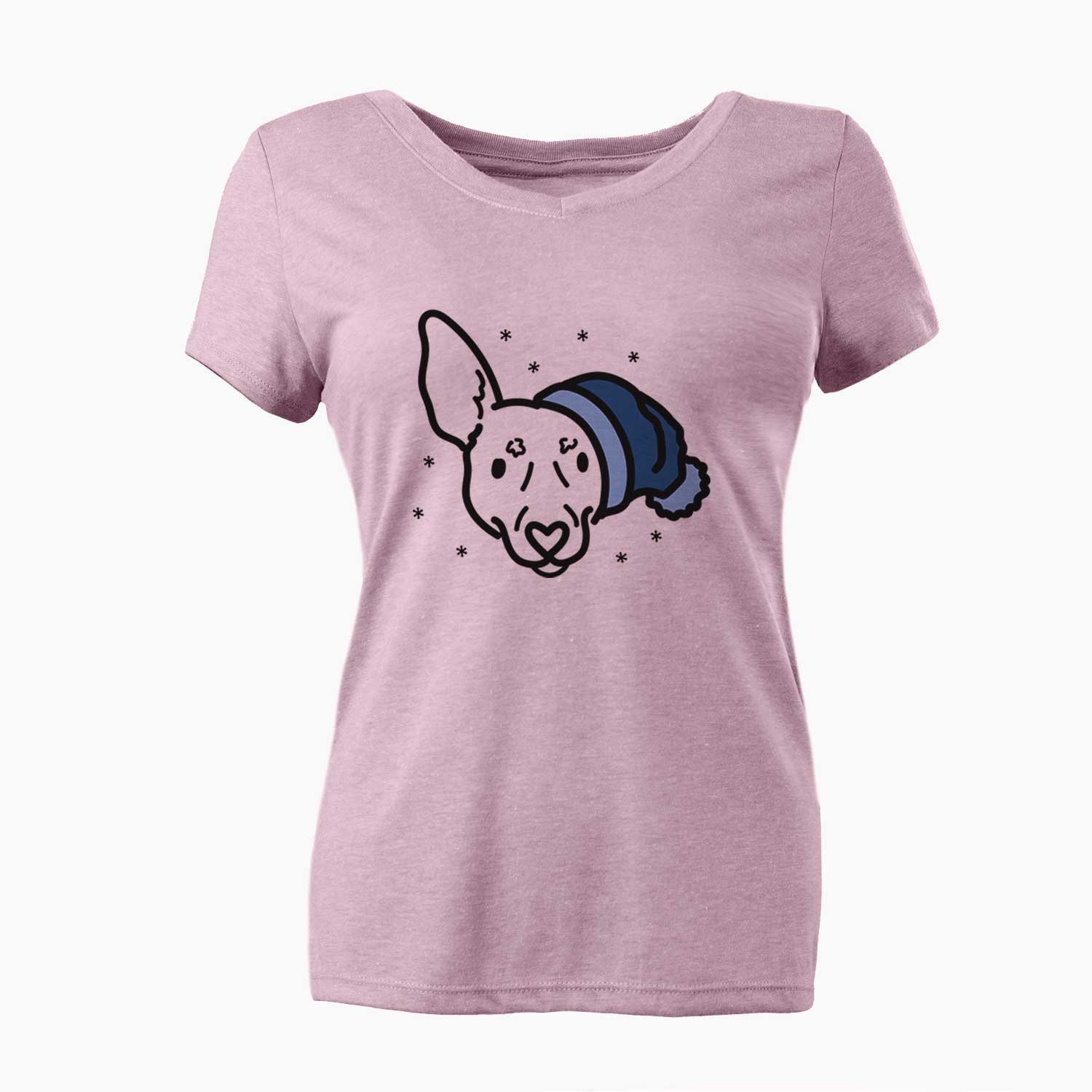 Frosty Rat Terrier - Penny - Women's V-neck Shirt