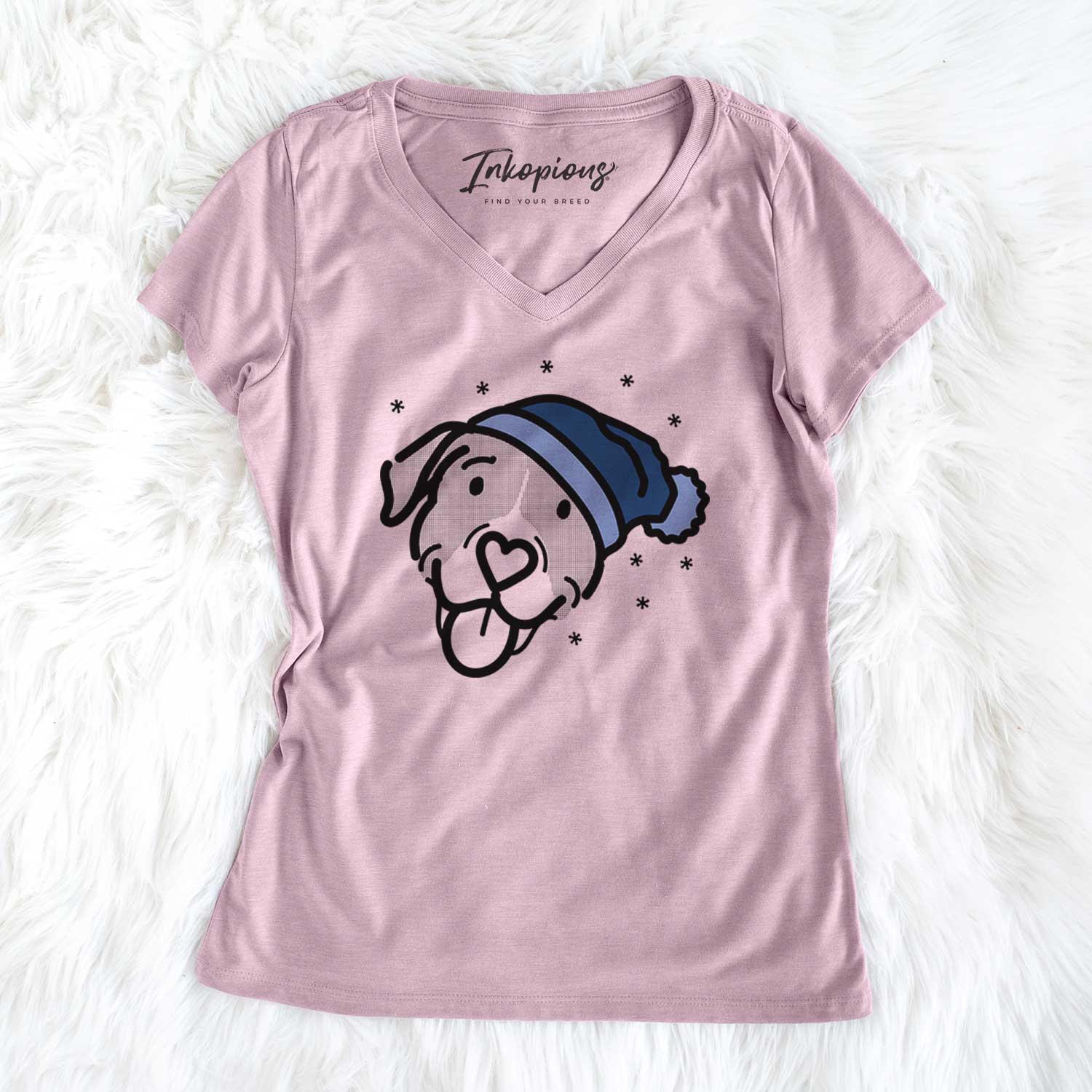 Frosty Pitbull Mix - Shadow - Women's V-neck Shirt