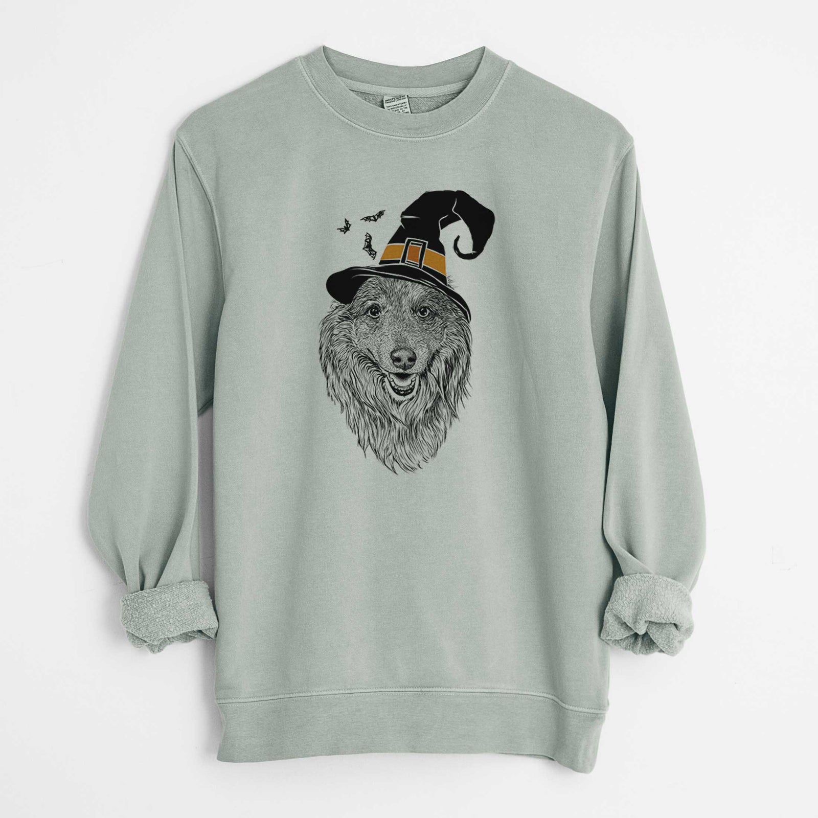 Witch Addie the Collie Mix - Unisex Pigment Dyed Crew Sweatshirt