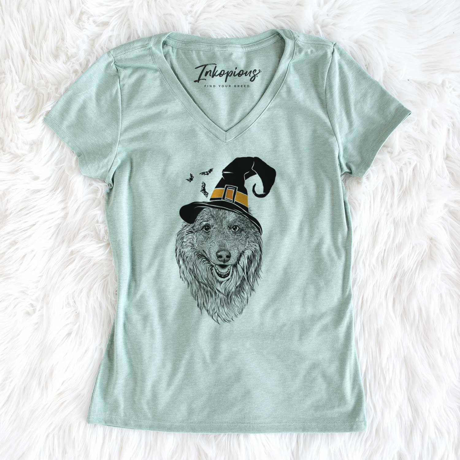 Witch Addie the Collie Mix - Women's V-neck Shirt