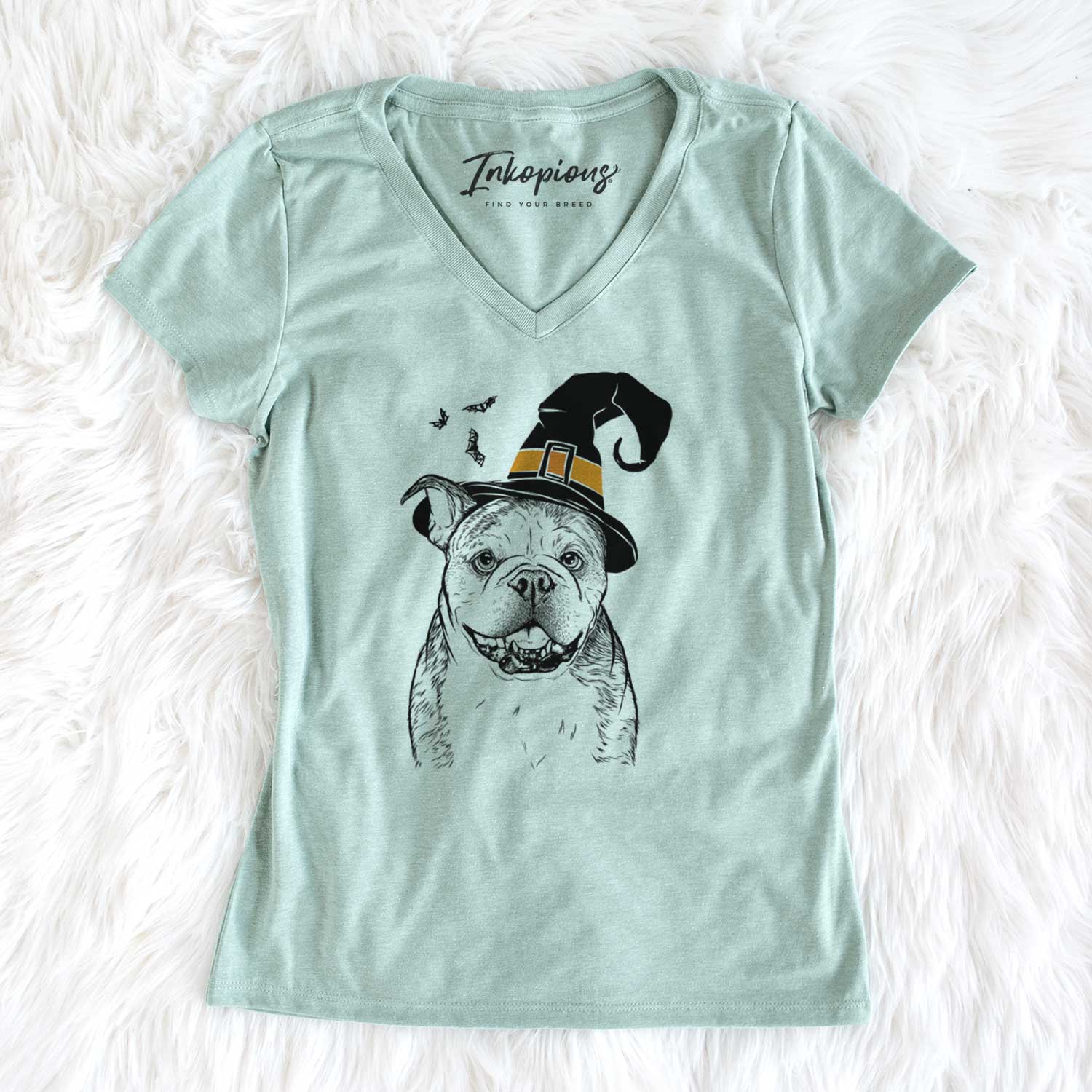 Witch Agatha the Boston Bulldog - Women's V-neck Shirt