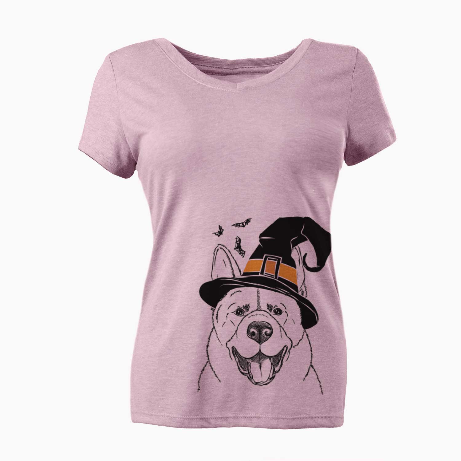 Witch Baku the Akita - Women's V-neck Shirt