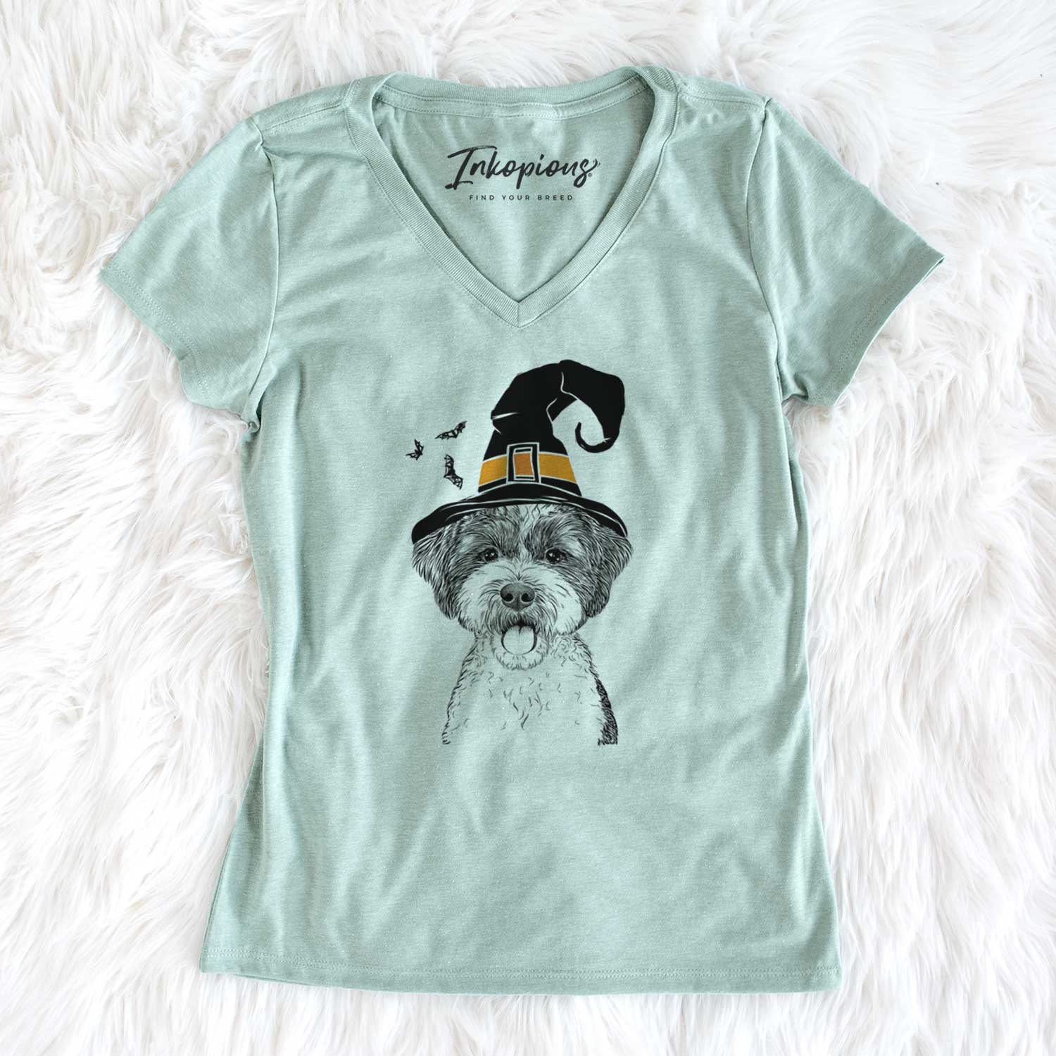 Witch Bella the Cockapoo - Women's V-neck Shirt