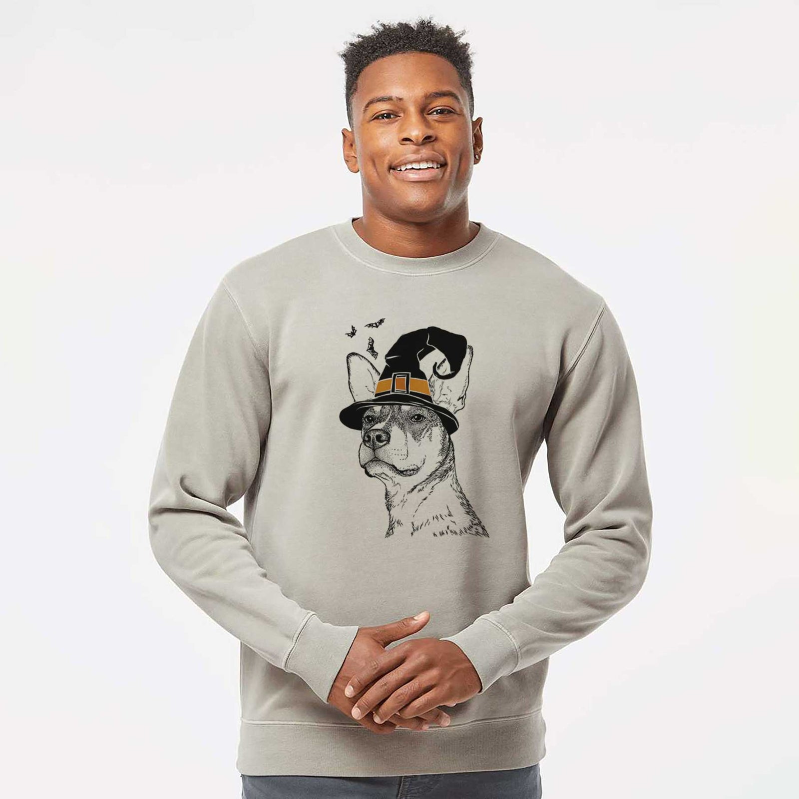Witch Bill the Heeler Mix - Unisex Pigment Dyed Crew Sweatshirt