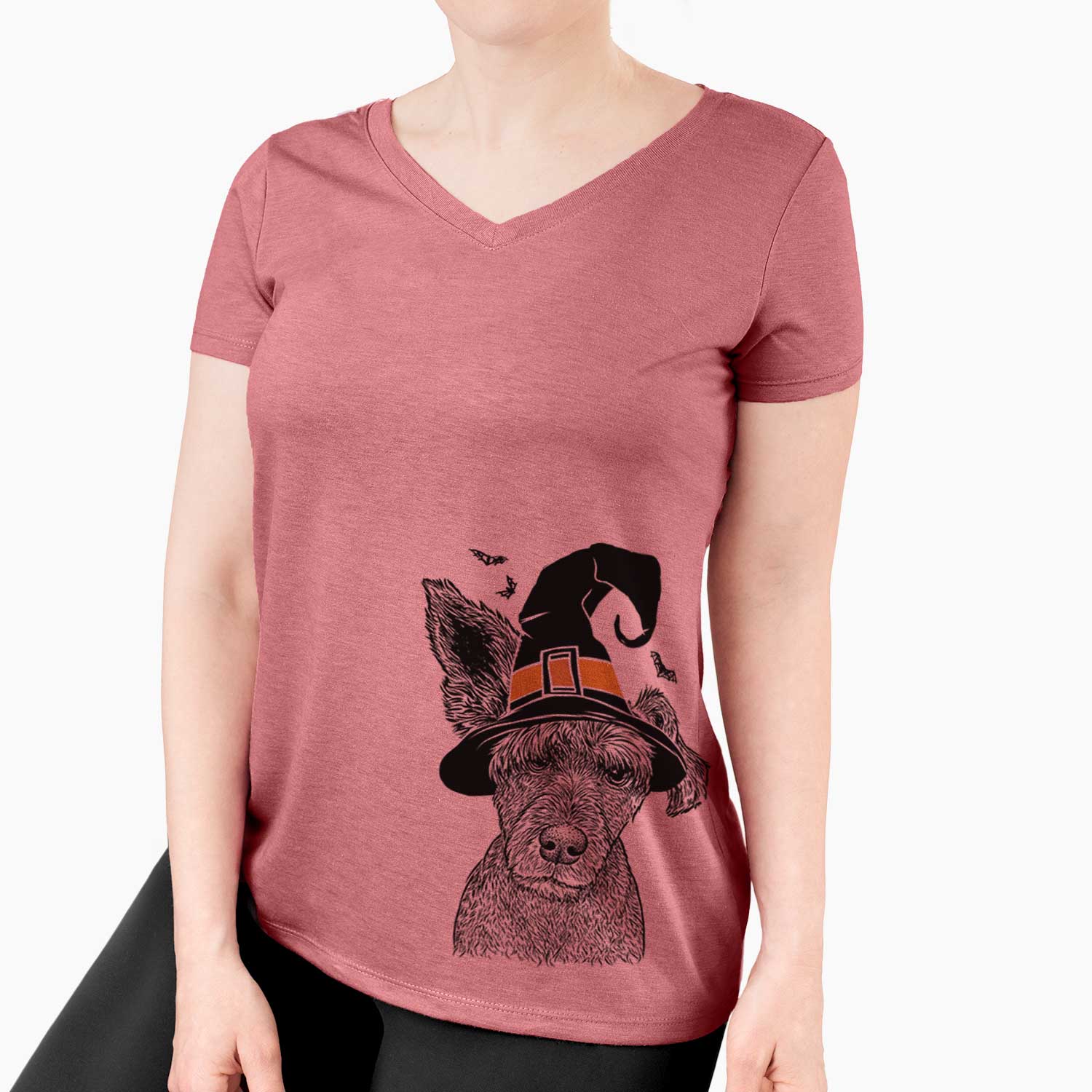 Witch Boodles the Schnauzer Mix - Women's V-neck Shirt