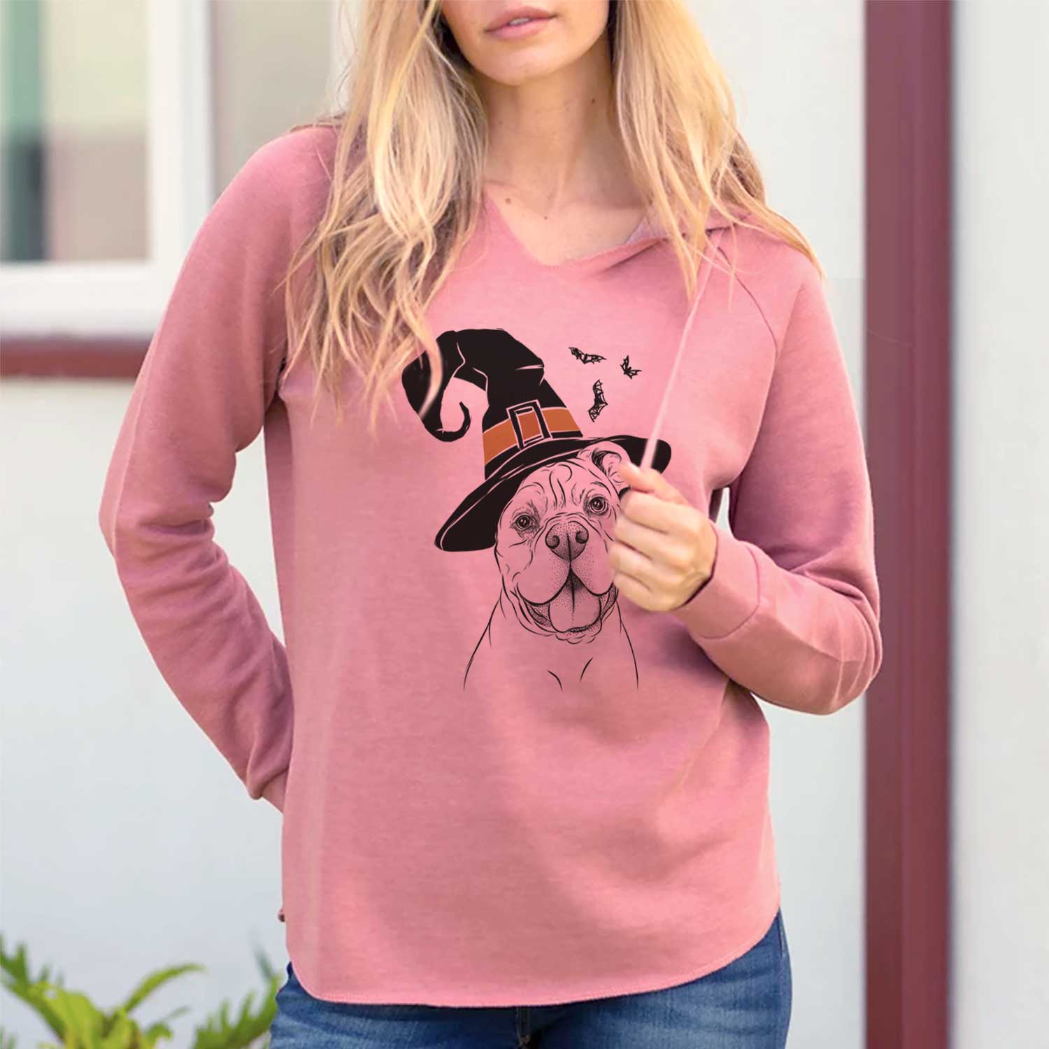 Witch Bravo the Bulldog Mix - Cali Wave Hooded Sweatshirt