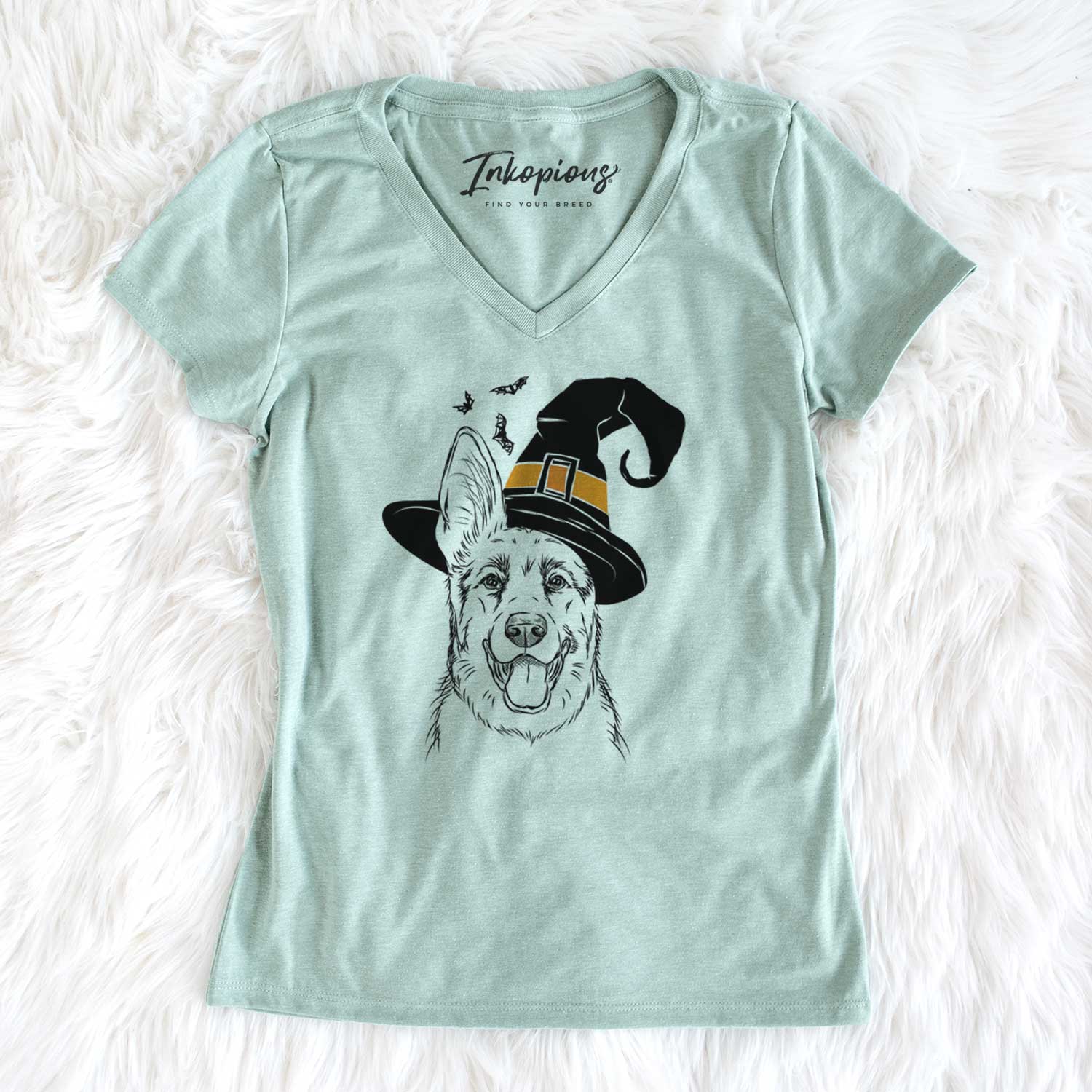 Witch Brutus the German Shepherd - Women's V-neck Shirt