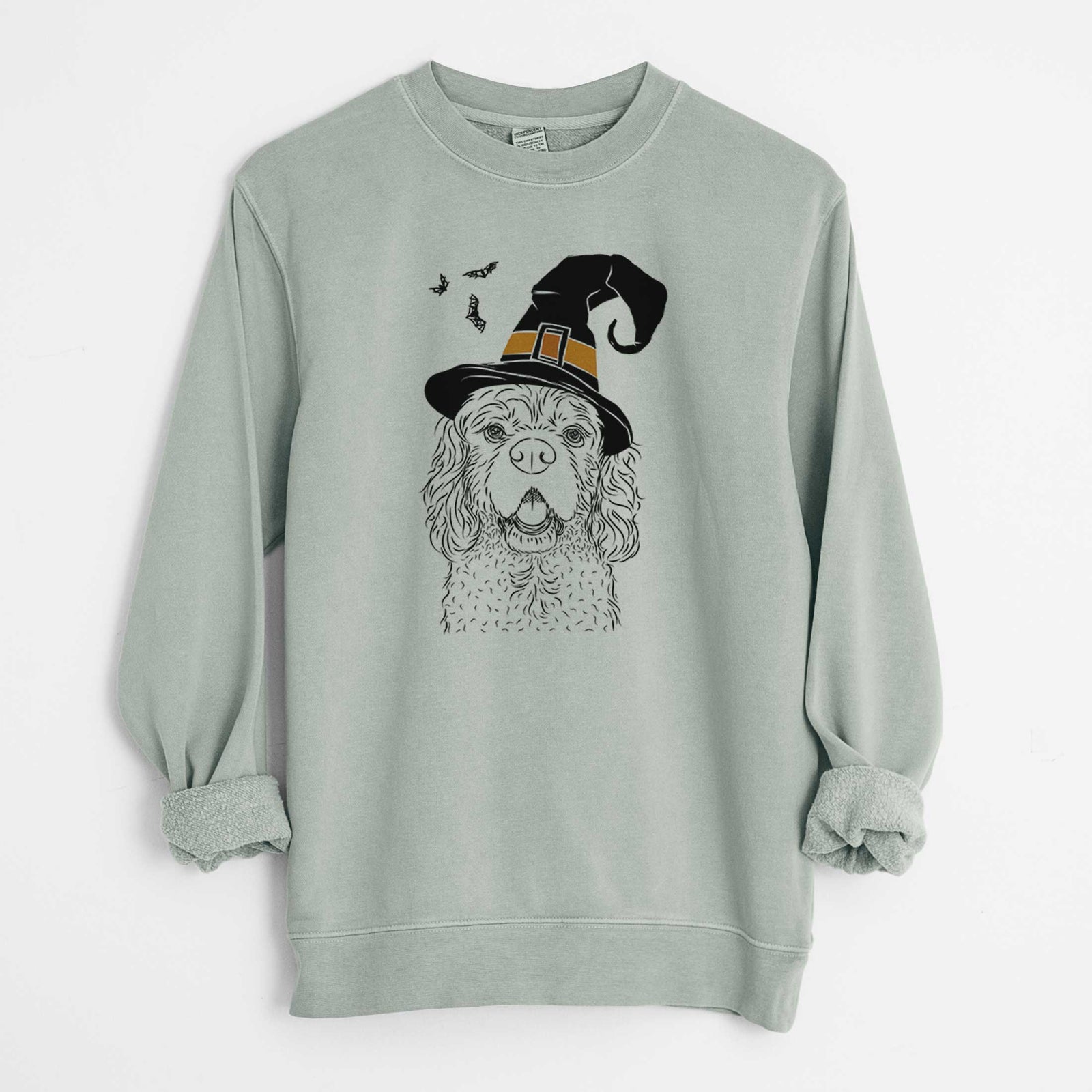 Witch Casey the American Cocker Spaniel - Unisex Pigment Dyed Crew Sweatshirt