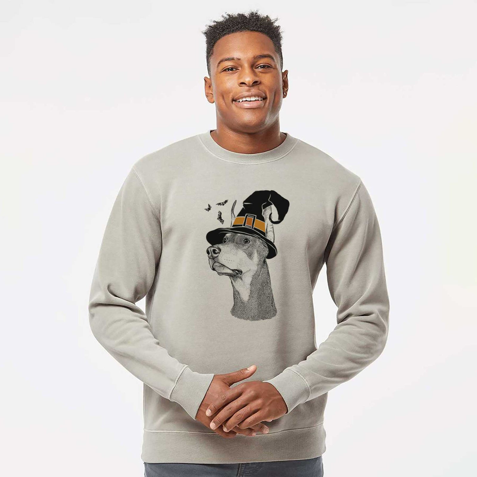 Witch Cenza the Doberman Pinscher - Unisex Pigment Dyed Crew Sweatshirt