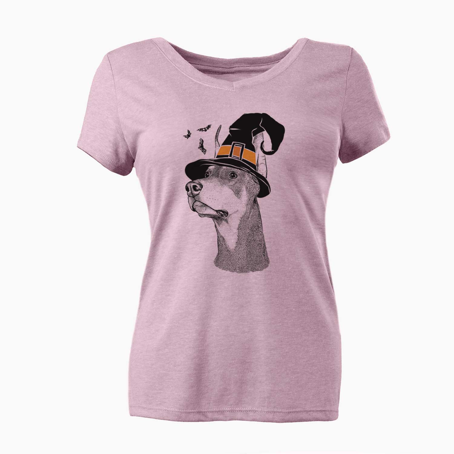 Witch Cenza the Doberman Pinscher - Women's V-neck Shirt
