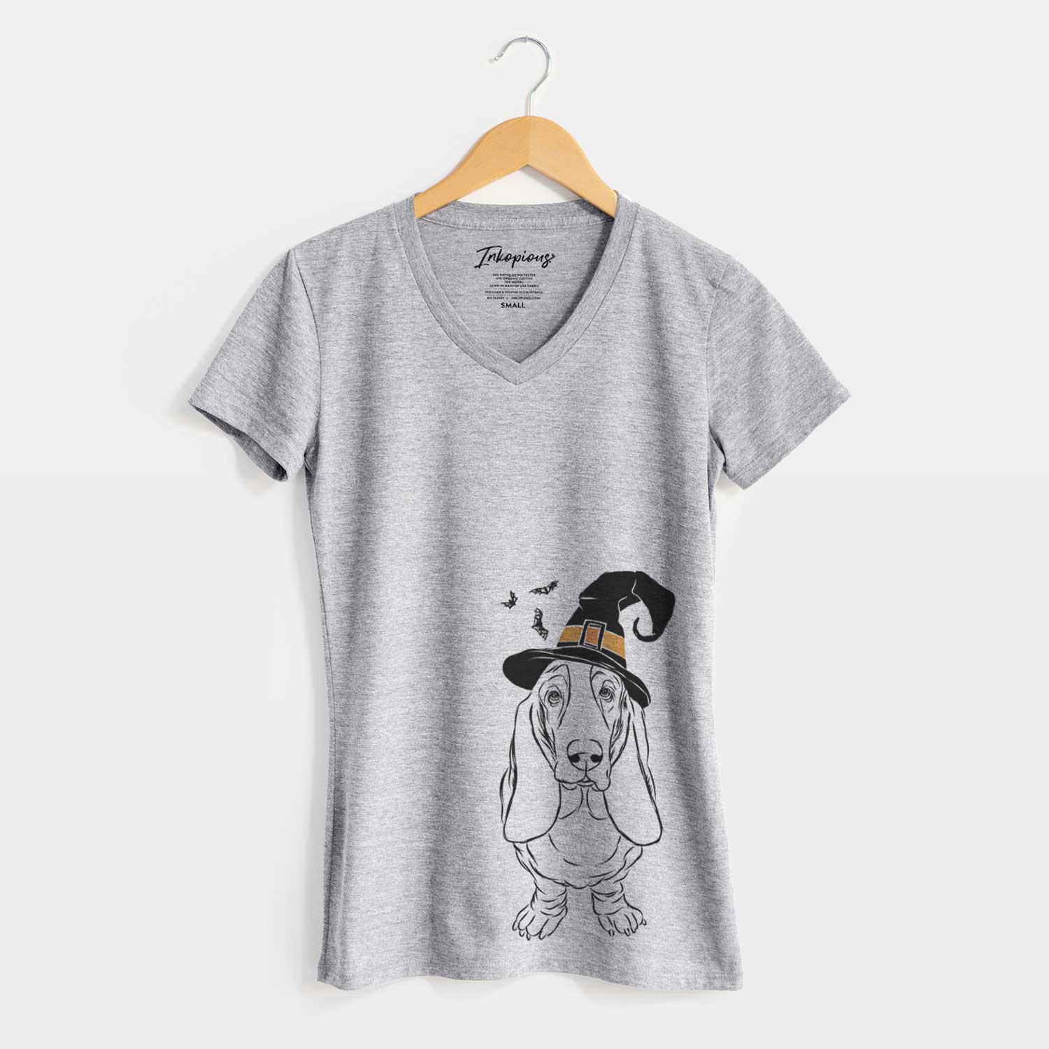 Witch Charlie the Basset Hound - Women's V-neck Shirt