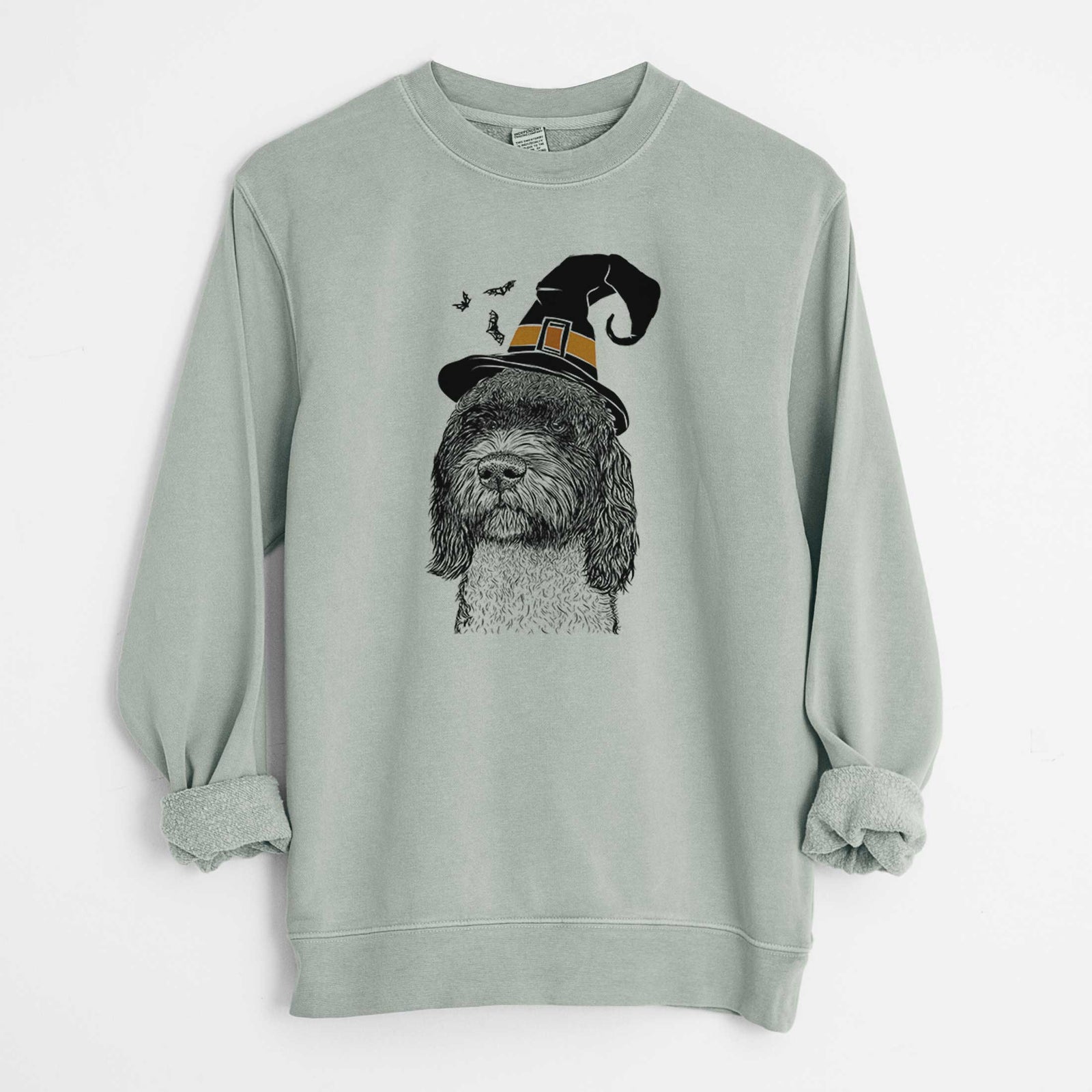 Witch Chris the Portuguese Water Dog - Unisex Pigment Dyed Crew Sweatshirt
