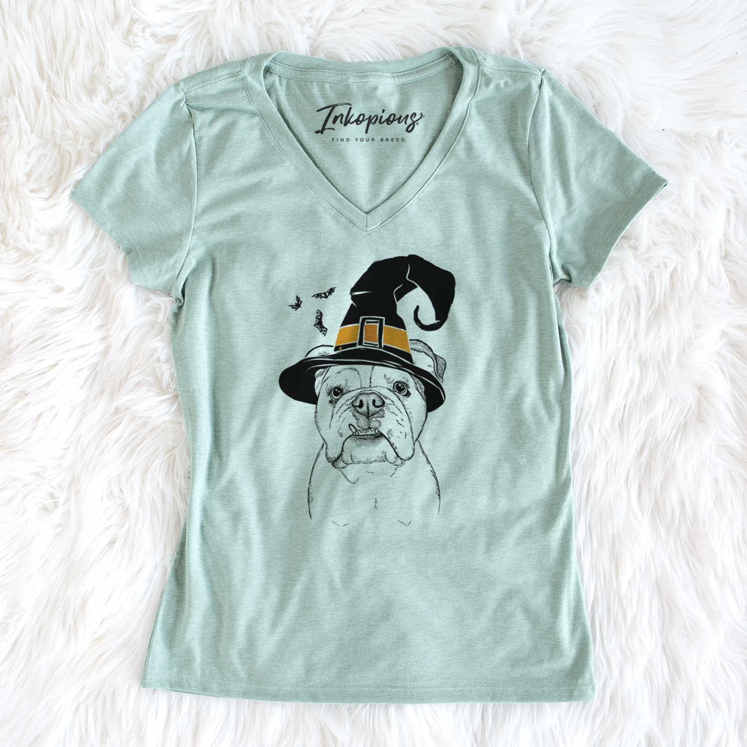 Witch Dazy the English Bulldog - Women's V-neck Shirt