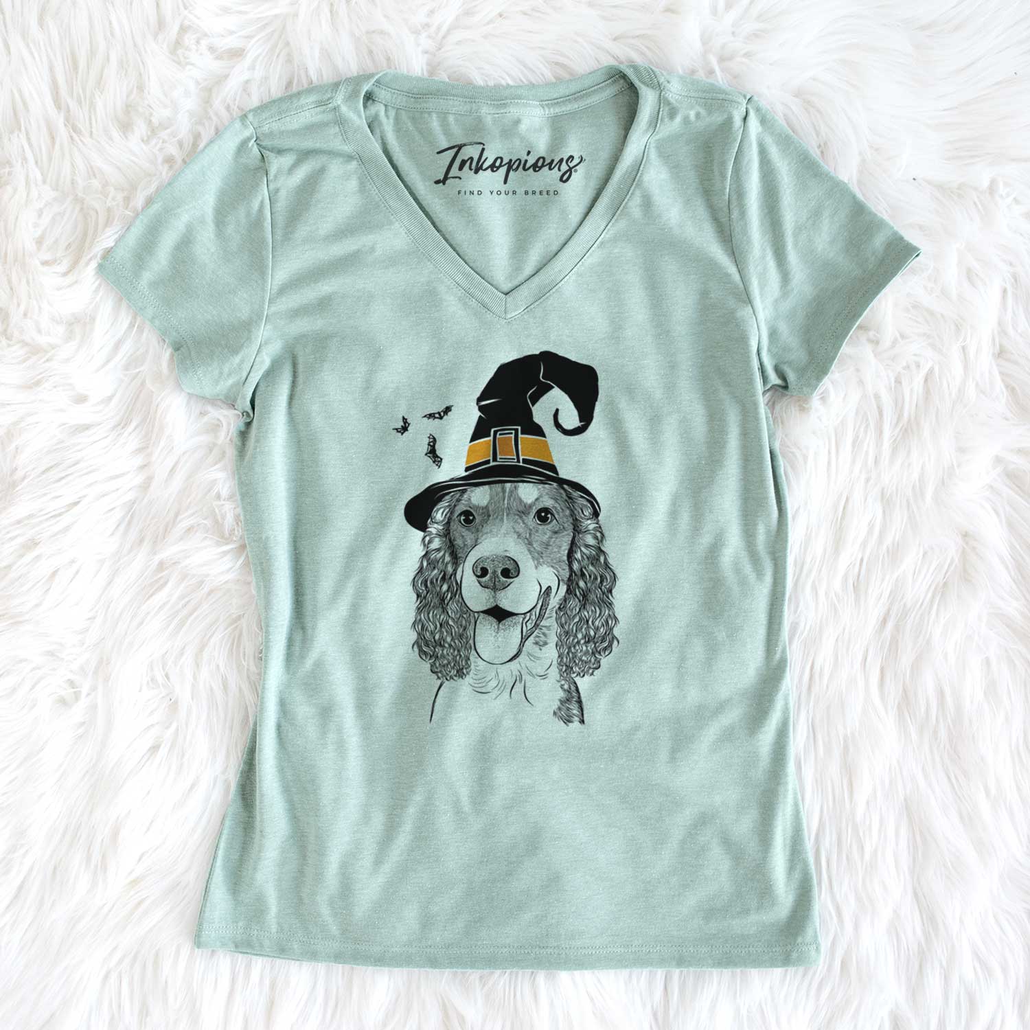 Witch Delilah the English Springer Spaniel - Women's V-neck Shirt