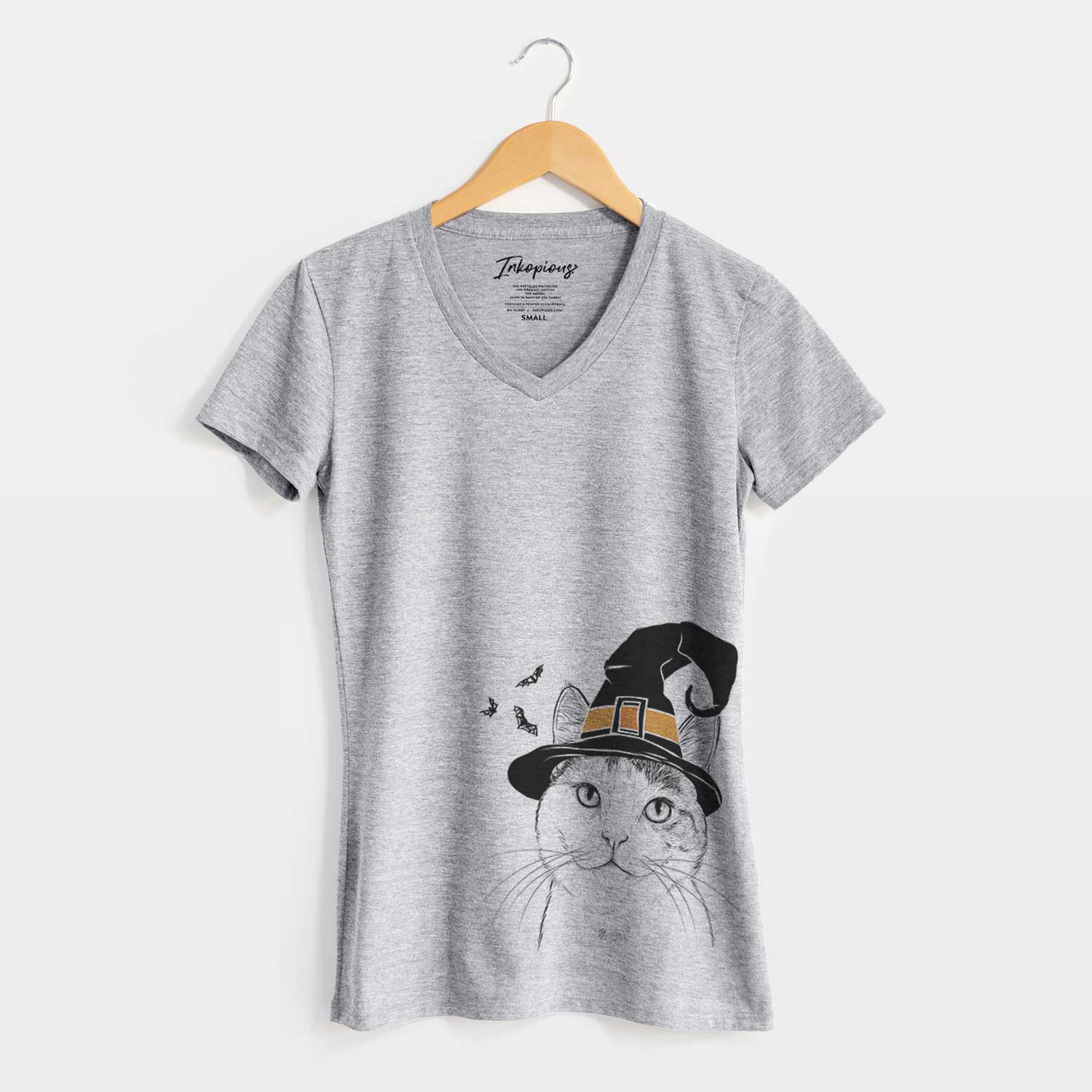 Witch Denver the Calico Cat - Women's V-neck Shirt