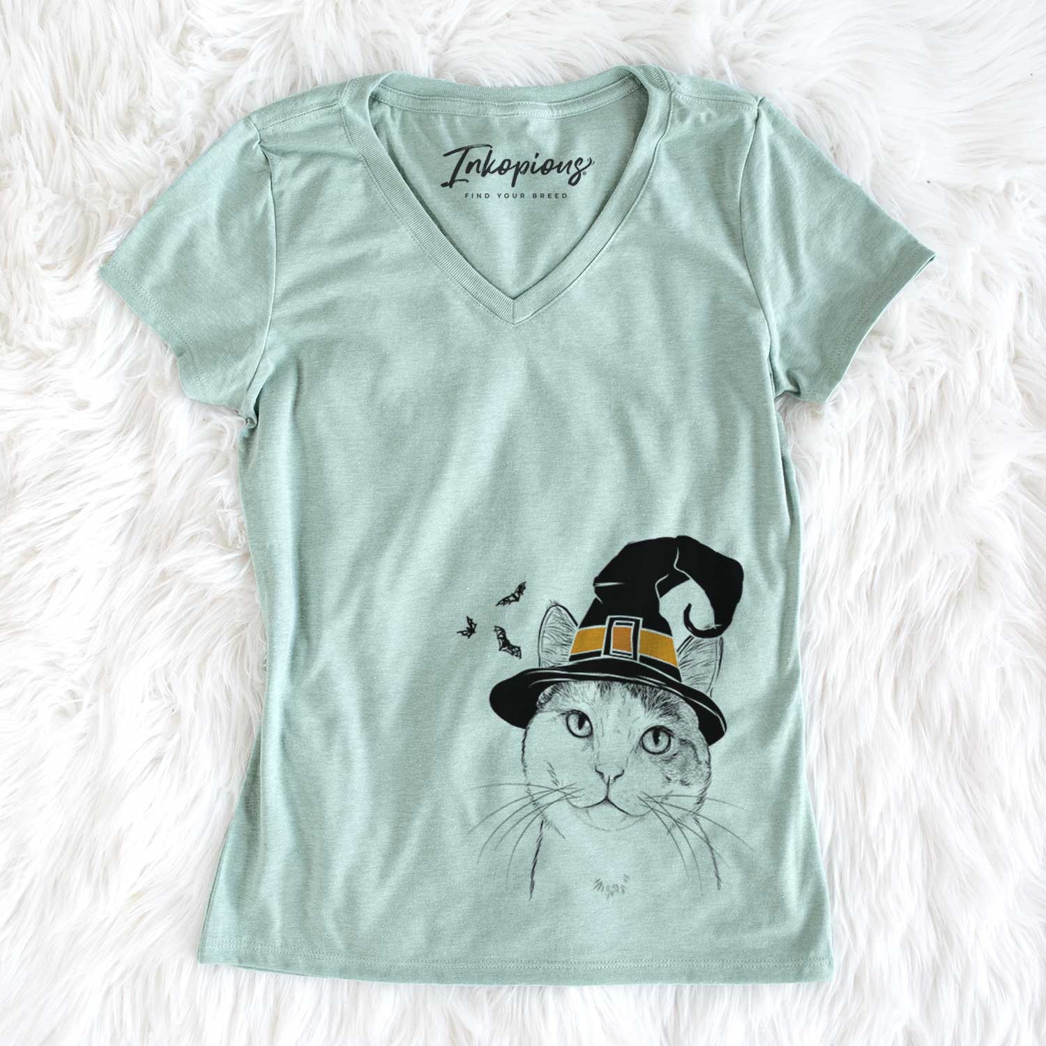Witch Denver the Calico Cat - Women's V-neck Shirt