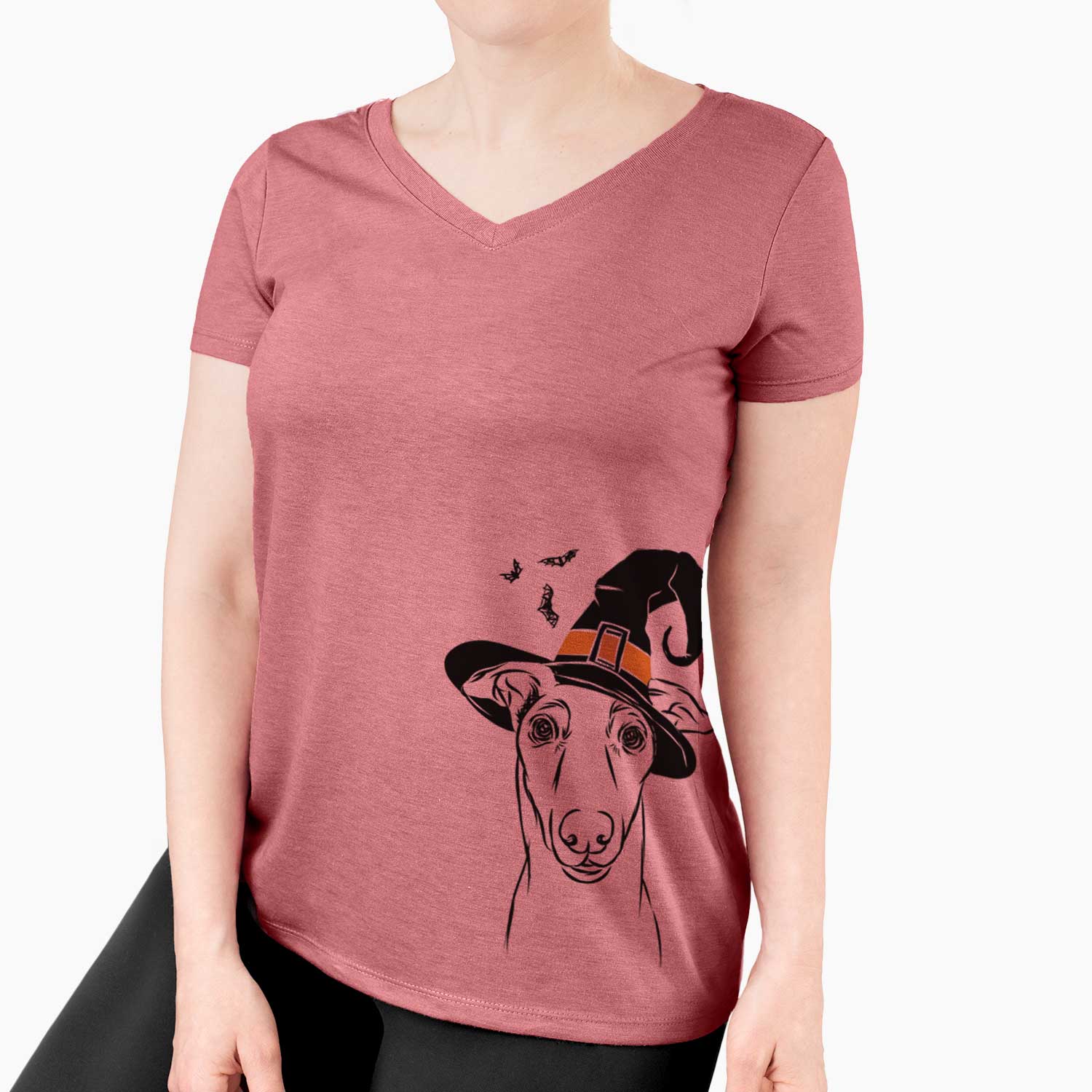 Witch Diva the Greyhound - Women's V-neck Shirt