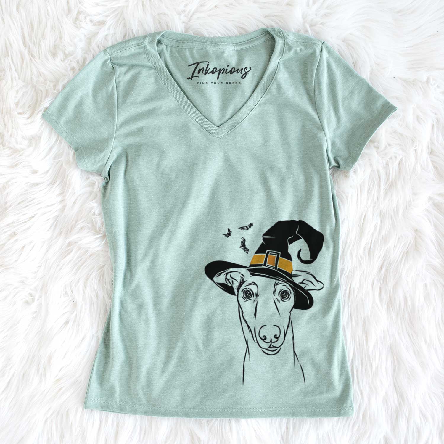 Witch Diva the Greyhound - Women's V-neck Shirt