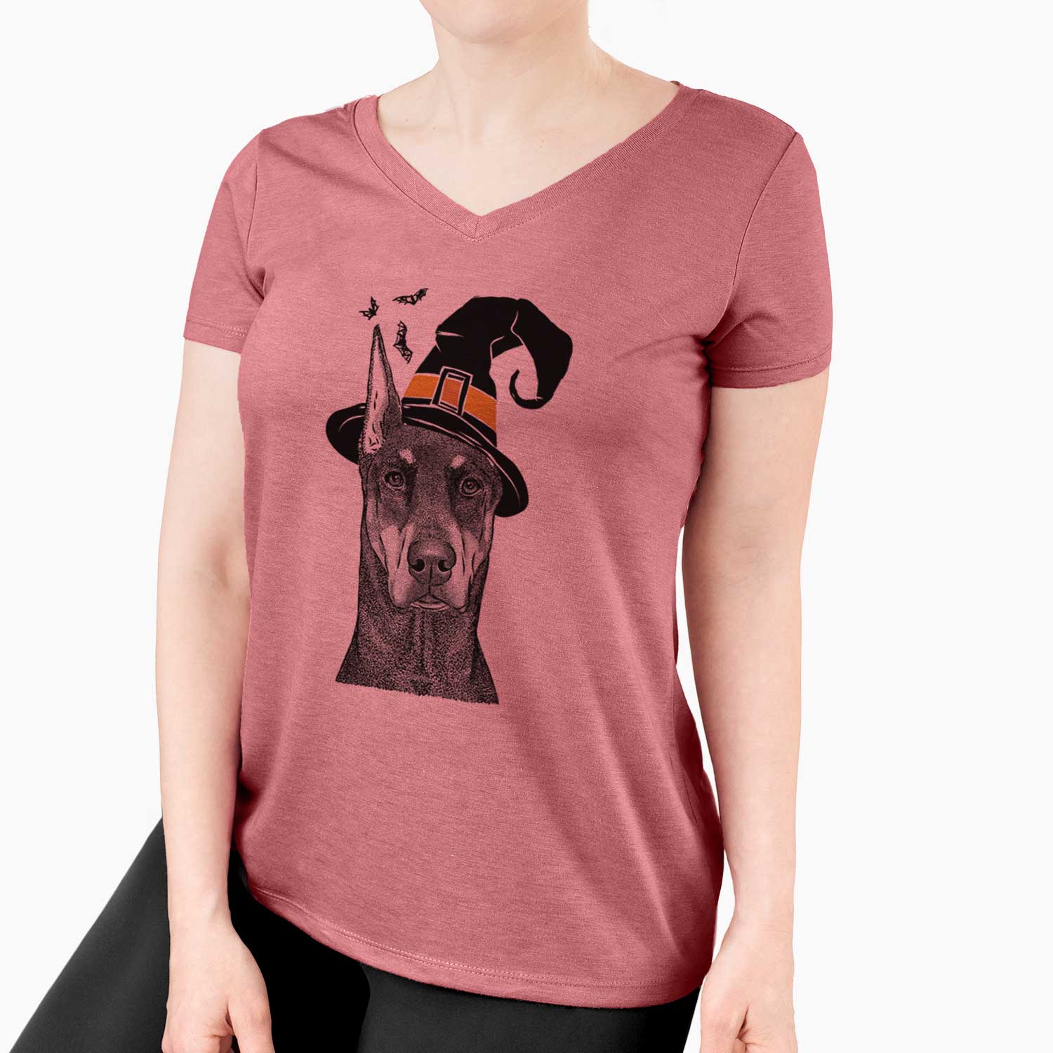 Witch Drake the Doberman Pinscher - Women's V-neck Shirt