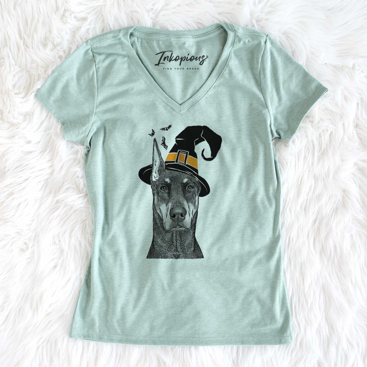 Witch Drake the Doberman Pinscher - Women's V-neck Shirt