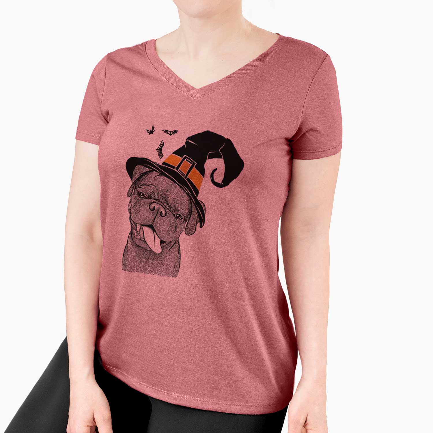 Witch Dudley Danger the Pug - Women's V-neck Shirt