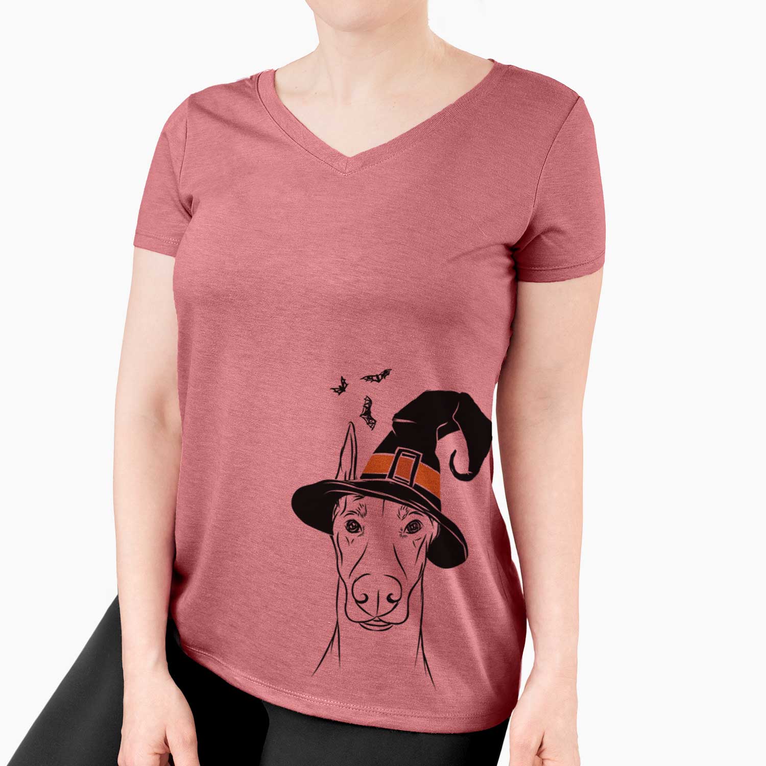 Witch Duke the Doberman Pinscher - Women's V-neck Shirt