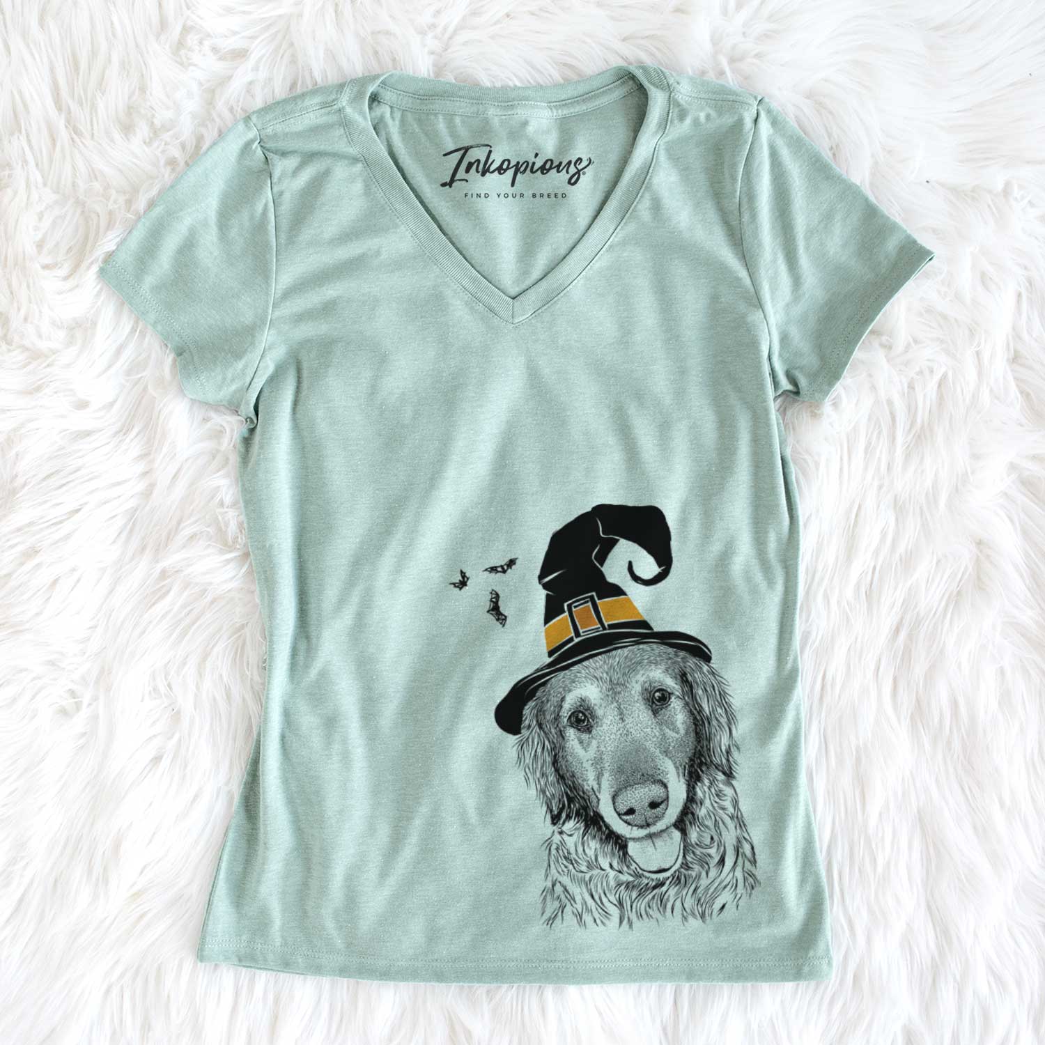 Witch Duncan the Golden Retriever - Women's V-neck Shirt