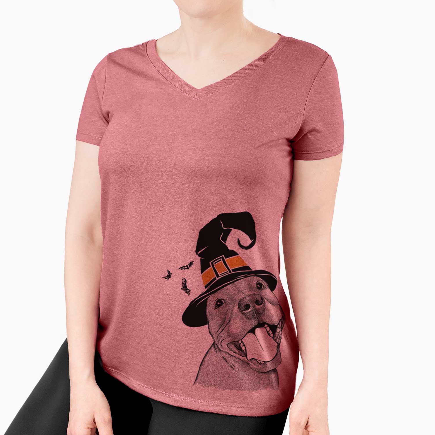 Witch Eloise the Pitbull Mix - Women's V-neck Shirt