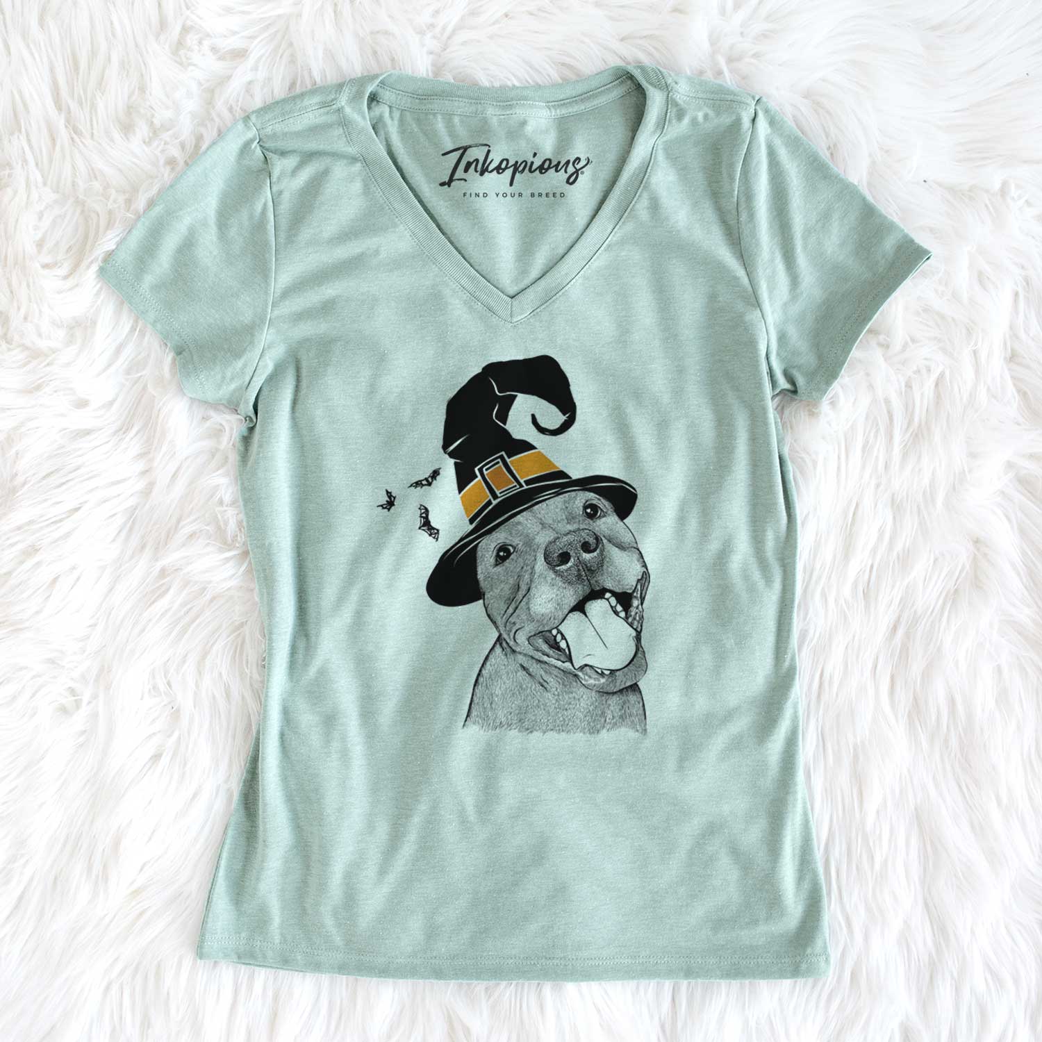 Witch Eloise the Pitbull Mix - Women's V-neck Shirt