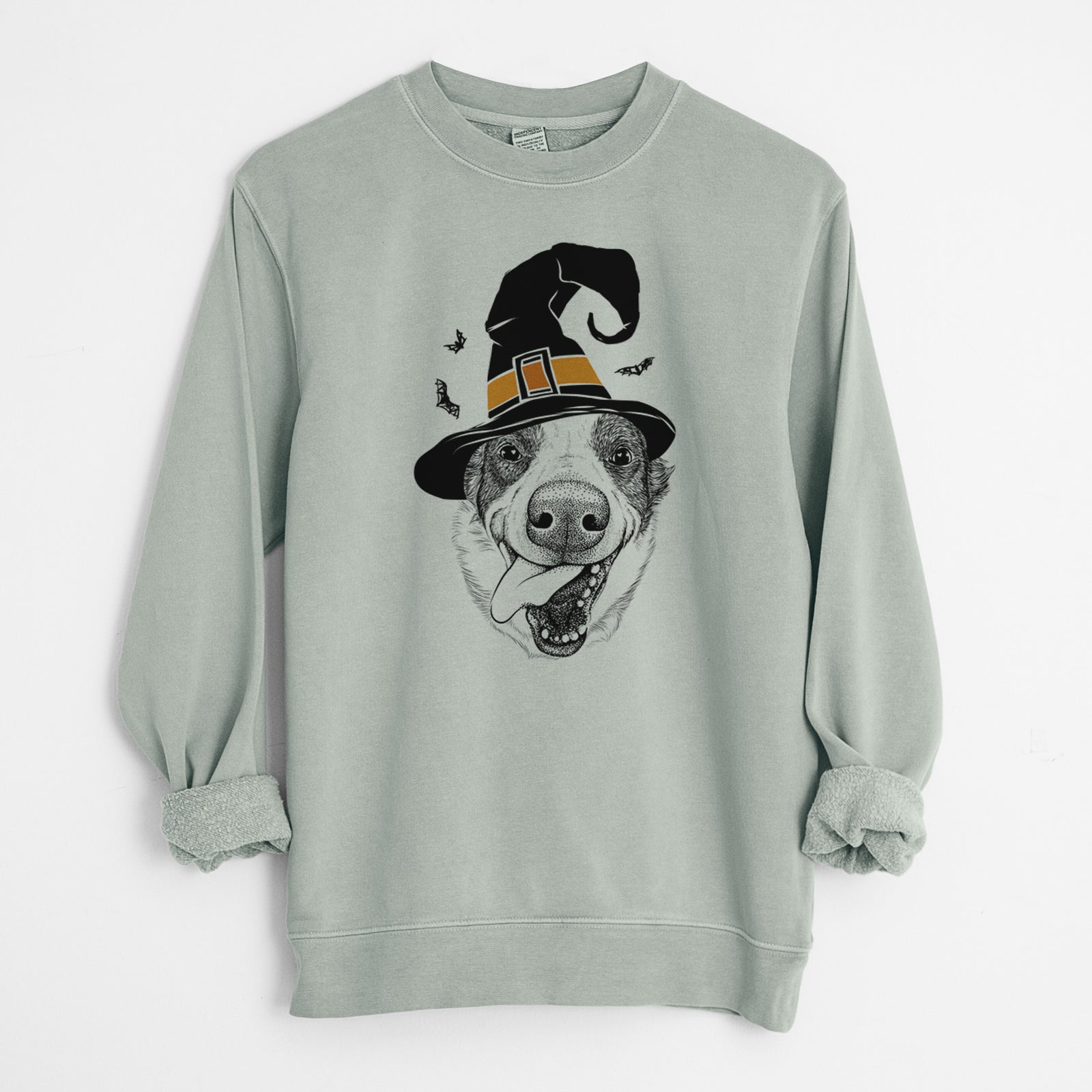Witch Elwood the Border Collie - Unisex Pigment Dyed Crew Sweatshirt