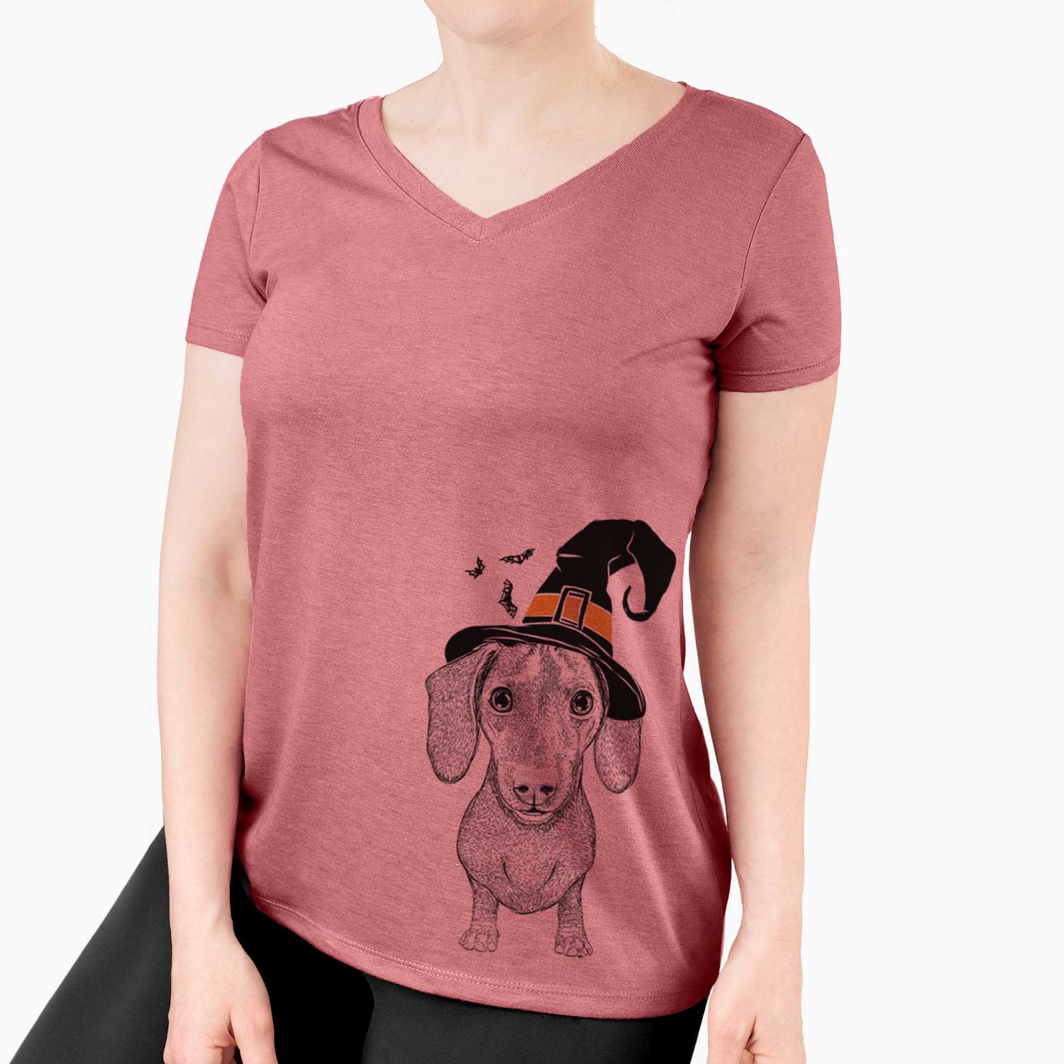 Witch Ernie the Mini Dachshund - Women's V-neck Shirt